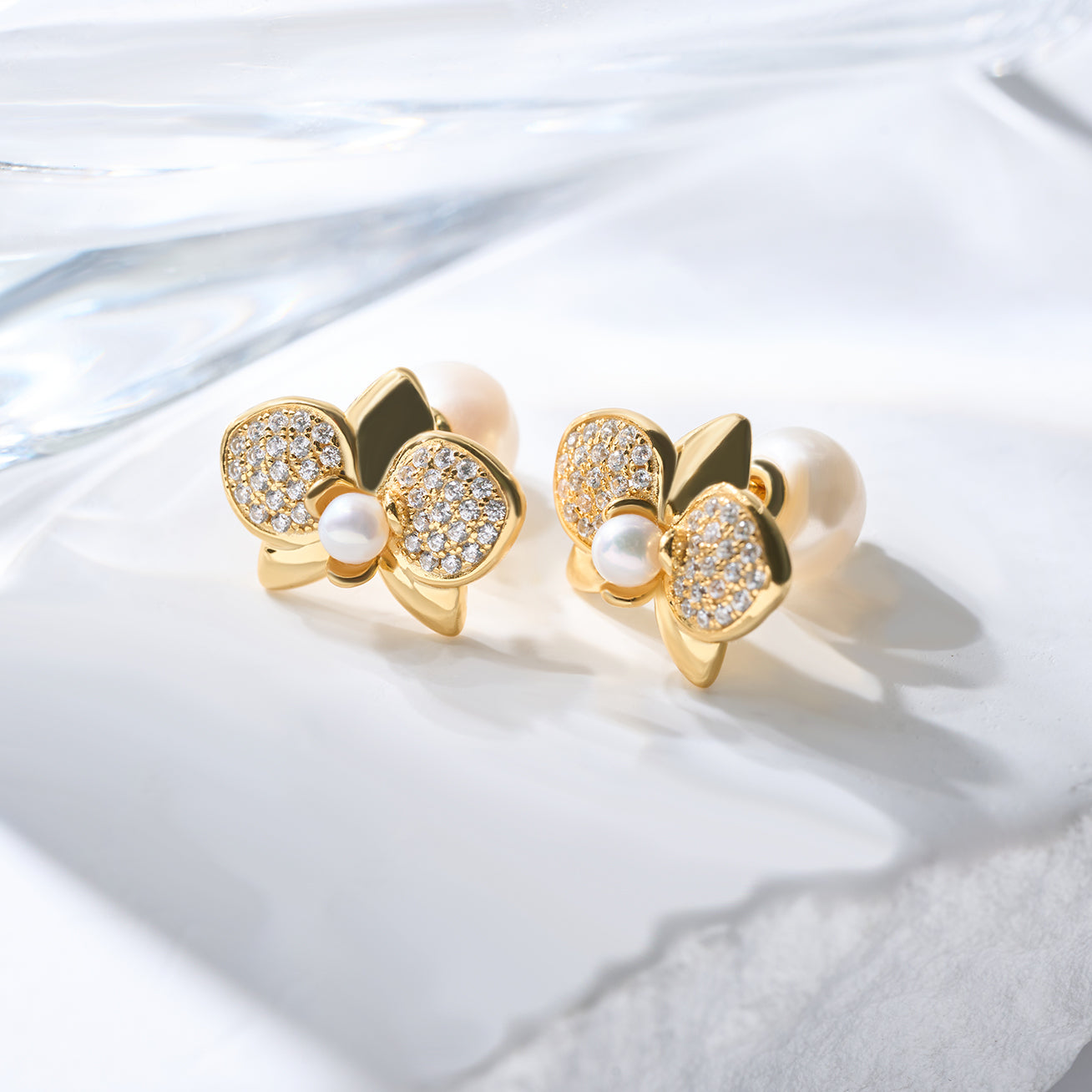 18K Solid Gold Diamond Akoya Hanadama Pearl Earrings - Luxury Pearl Jewelry for Women - Perfect for Weddings, Anniversaries & Special Occasions