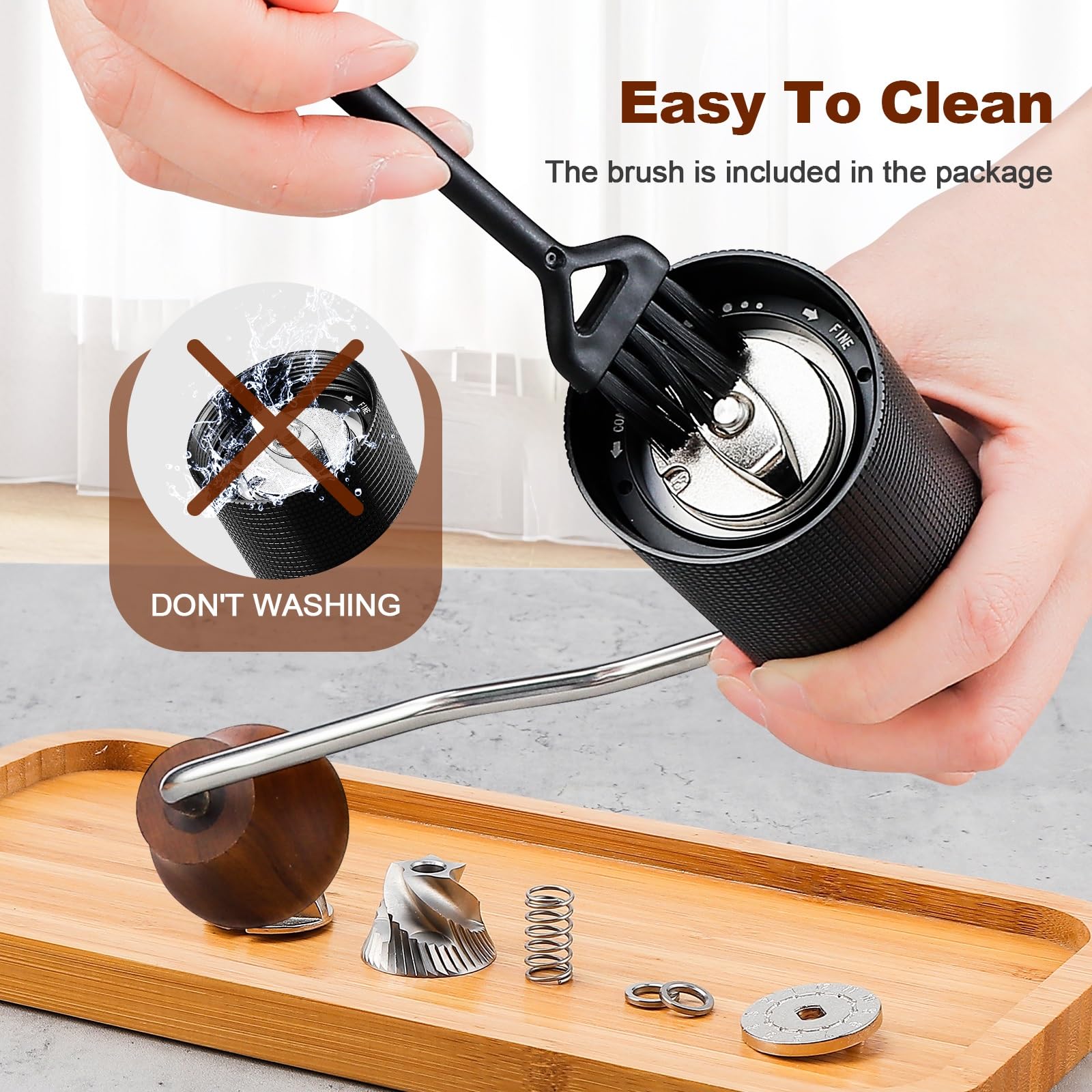 Premium Manual Coffee Grinder with Adjustable Coarseness - Stainless Steel Conical Burr for French Press, Espresso & Drip Coffee - 25g Capacity Hand Crank Mill for Home, Office & Camping Use
