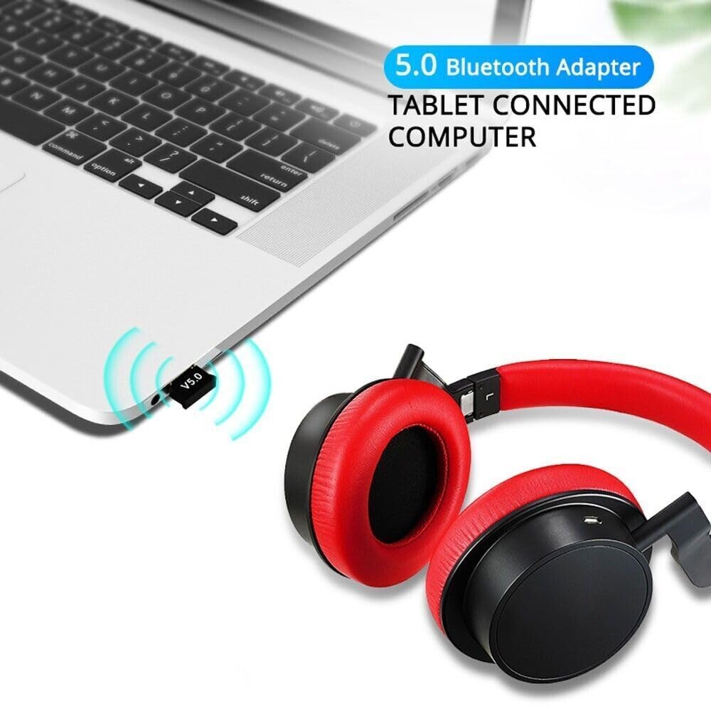 USB Car Bluetooth 5.0 Adapter - Wireless Mini Dongle Transmitter for PC, Laptop, Headset, Speaker, Keyboard, Mouse & Printer - Plug & Play with Windows 10/11 Support - Perfect for Hands-Free Calling & Wireless Audio in Car or Office