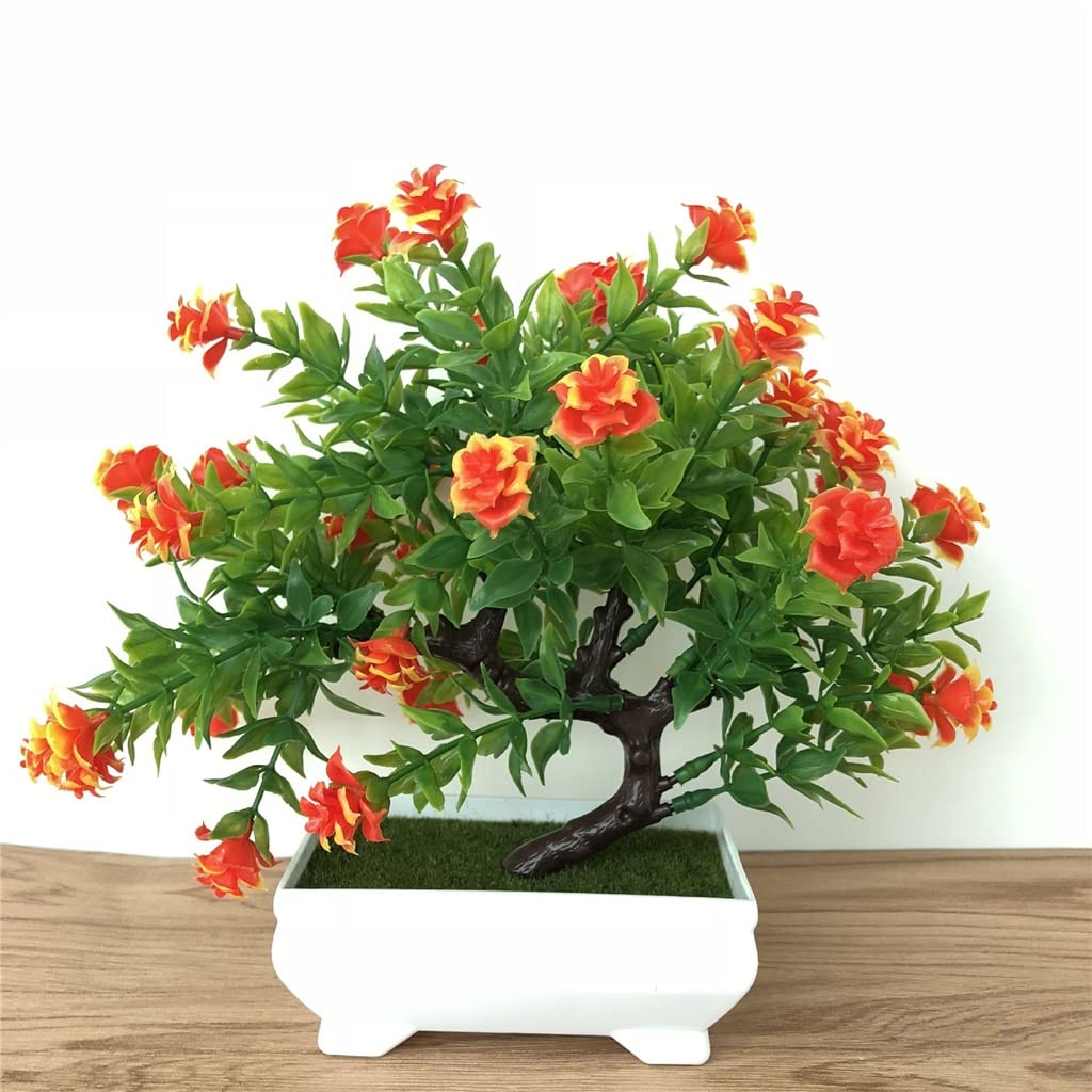 Artificial Pine Bonsai Tree in Pot - Fake Plants for Home Decor, Office Desk, Wedding Centerpiece - Realistic Faux Greenery for Indoor & Outdoor Use (Color: Brown, Size: Medium)
