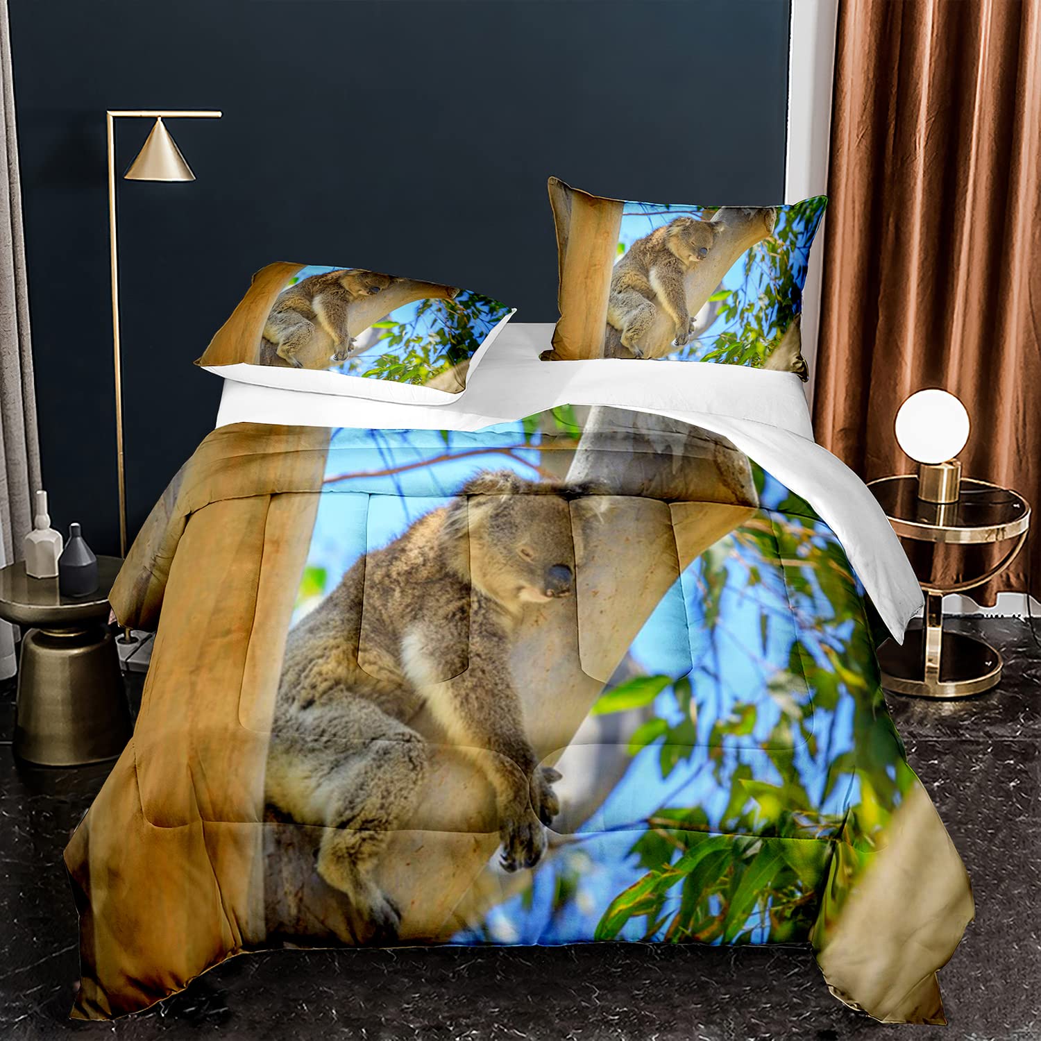 EDUMEYA King Size Sloth Bedding Set - Cute Animal Print Comforter & 2 Pillowcases, Soft Brown Sloth Quilt for Kids, Boys & Girls | Perfect for Nursery, Kids Room & Sleepovers