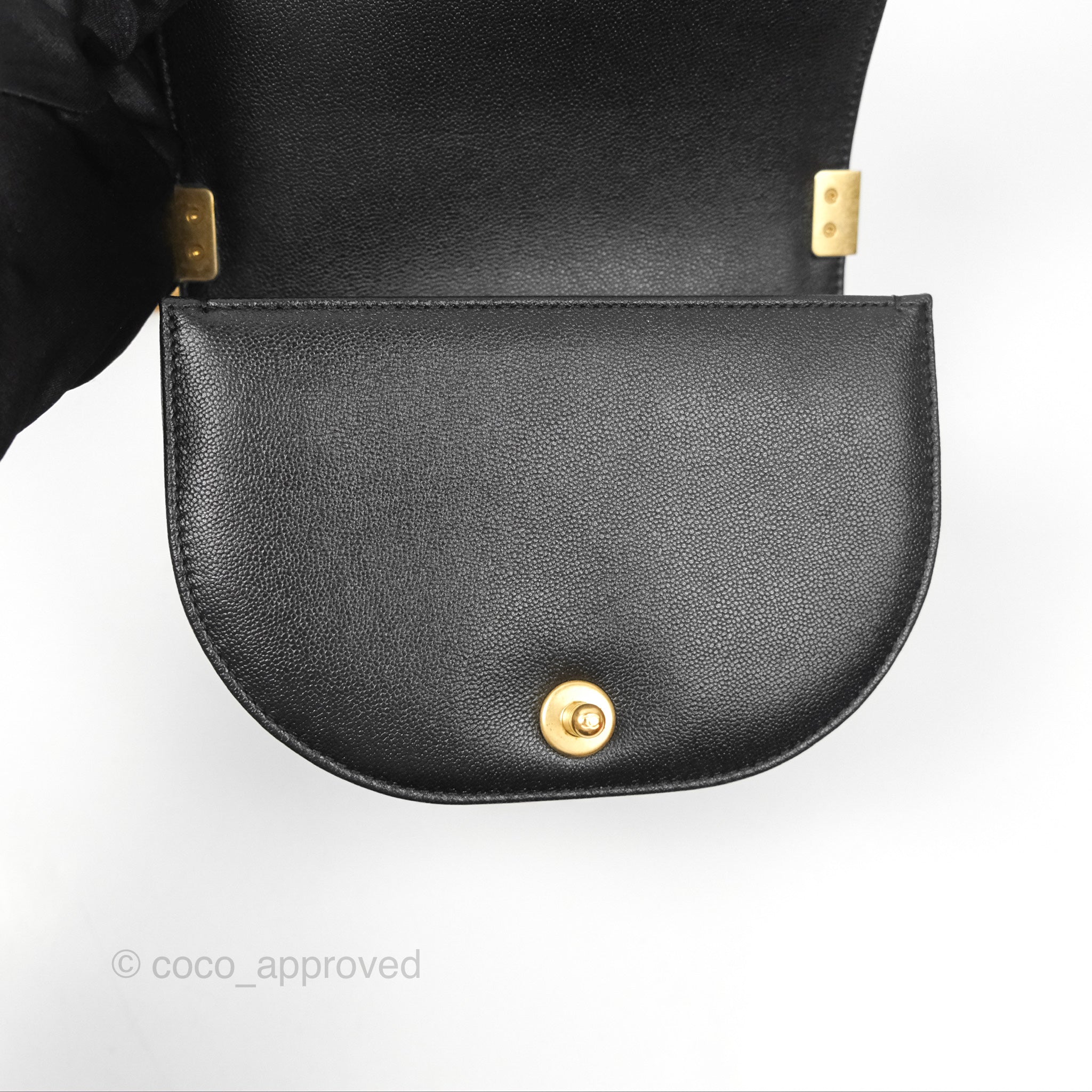 Chanel Boy Messenger Bag Black Caviar Leather with Aged Gold Hardware - Luxury Crossbody Bag for Women, Perfect for Work, Travel & Evening Events