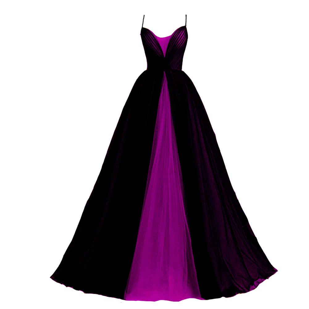 Kivary Gothic Prom Dress with Spaghetti Straps - Black Tulle Ball Gown for Wedding, Homecoming, and Formal Events | Elegant Evening Gown for Special Occasions