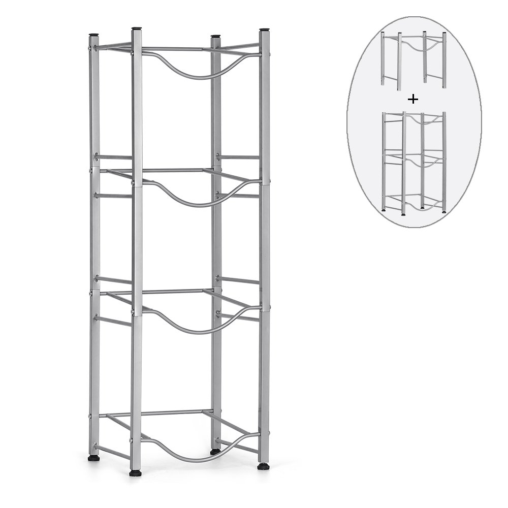 LIANTRAL 5 Gallon Water Cooler Jug Rack - 4-Tier Silver Water Bottle Storage Holder for Home & Office - Perfect for Water Dispensers, Pantry Organization, and Kitchen Storage