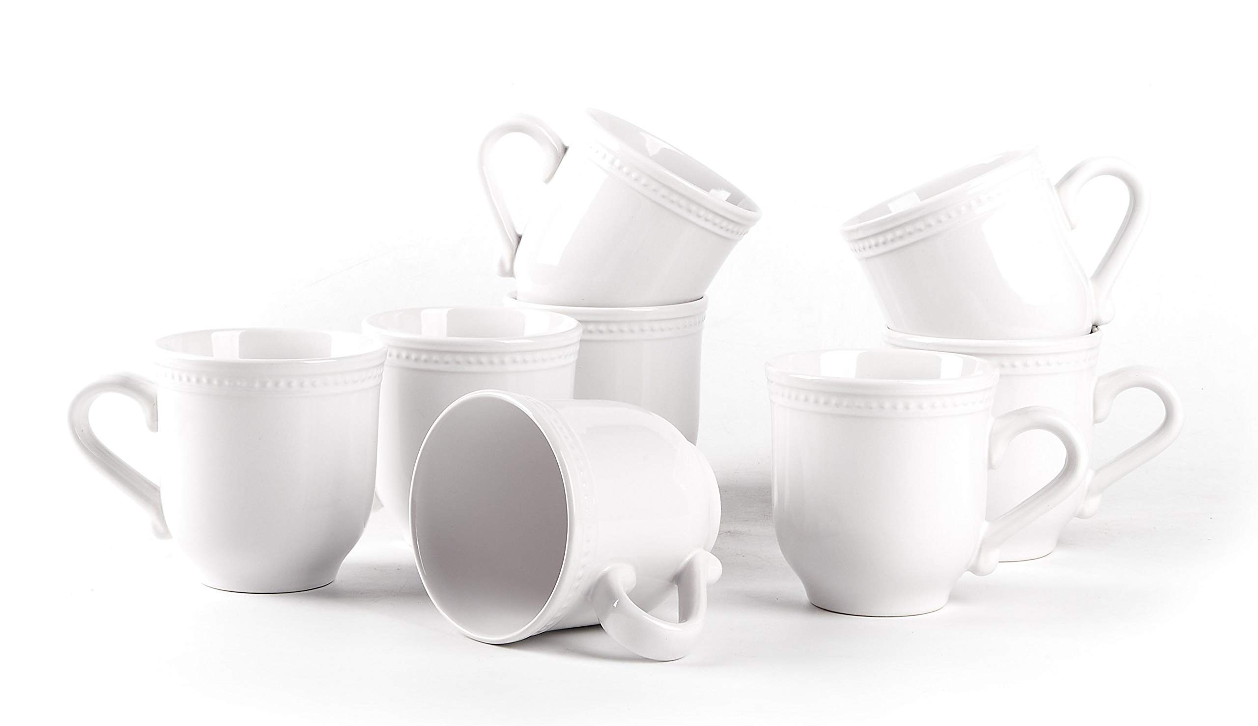 Pearl Dots Stoneware Dinnerware Set - 56 Piece White Porcelain Dinnerware Set for Family & Guests | Elegant Tableware for Everyday Use, Dinner Parties & Special Occasions