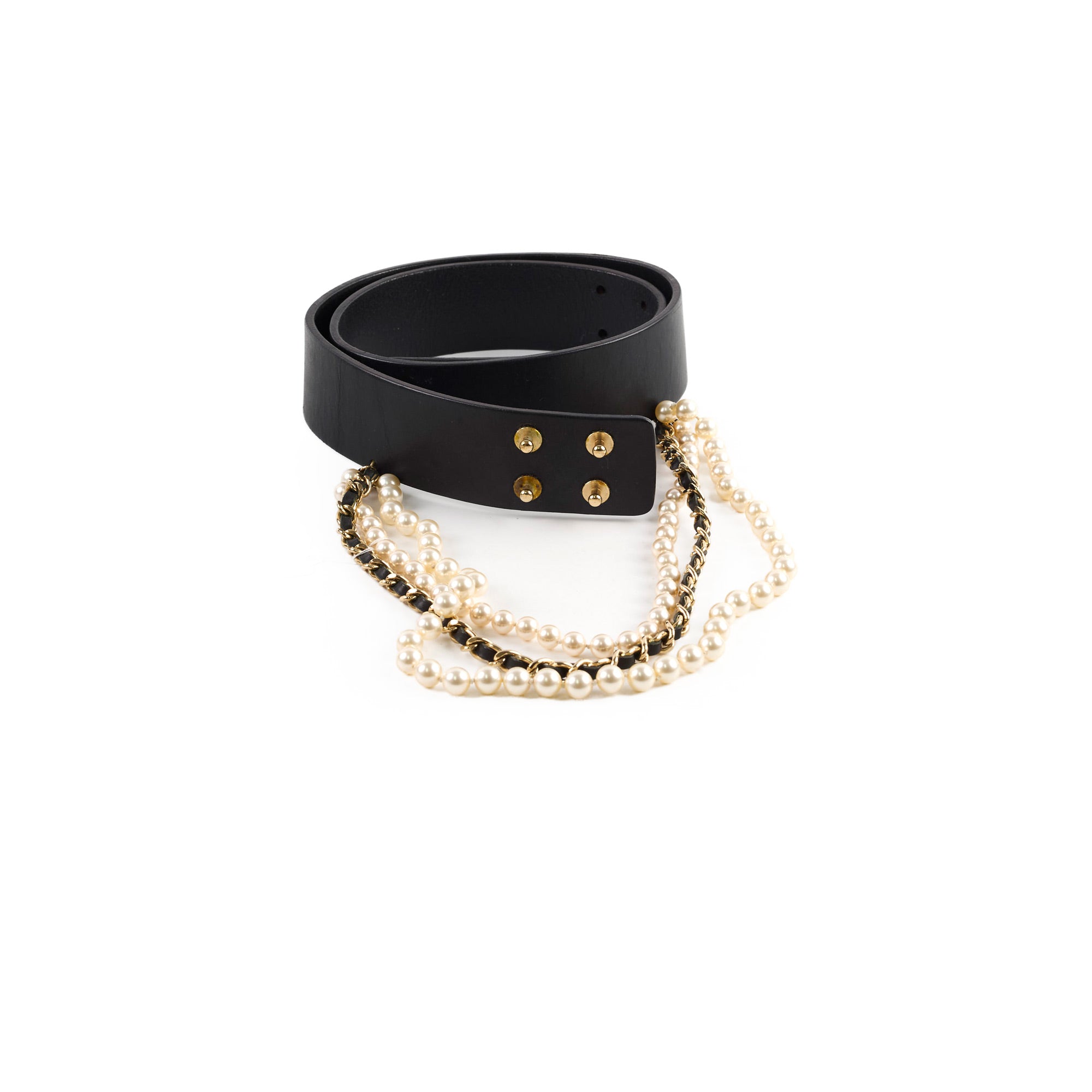 Chanel Genuine Leather Pearl Belt - Size 75 for Women | Luxury Fashion Accessory for Dresses, Coats & Special Occasions