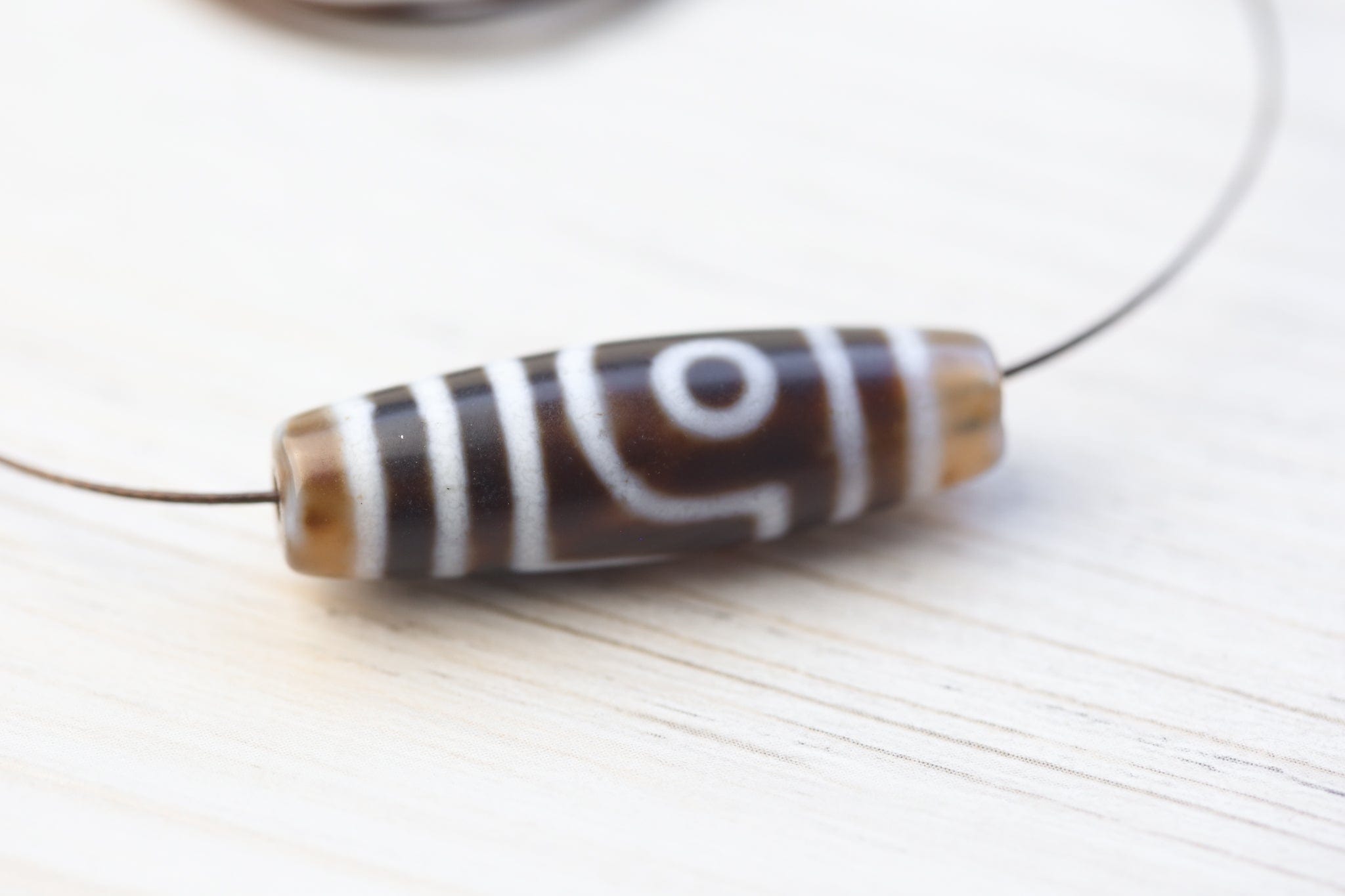 Authentic Tibetan Two-Eye Dzi Bead - Ancient Agate Stone for Protection, Wealth & Good Luck | Perfect for Meditation, Jewelry Making & Spiritual Healing