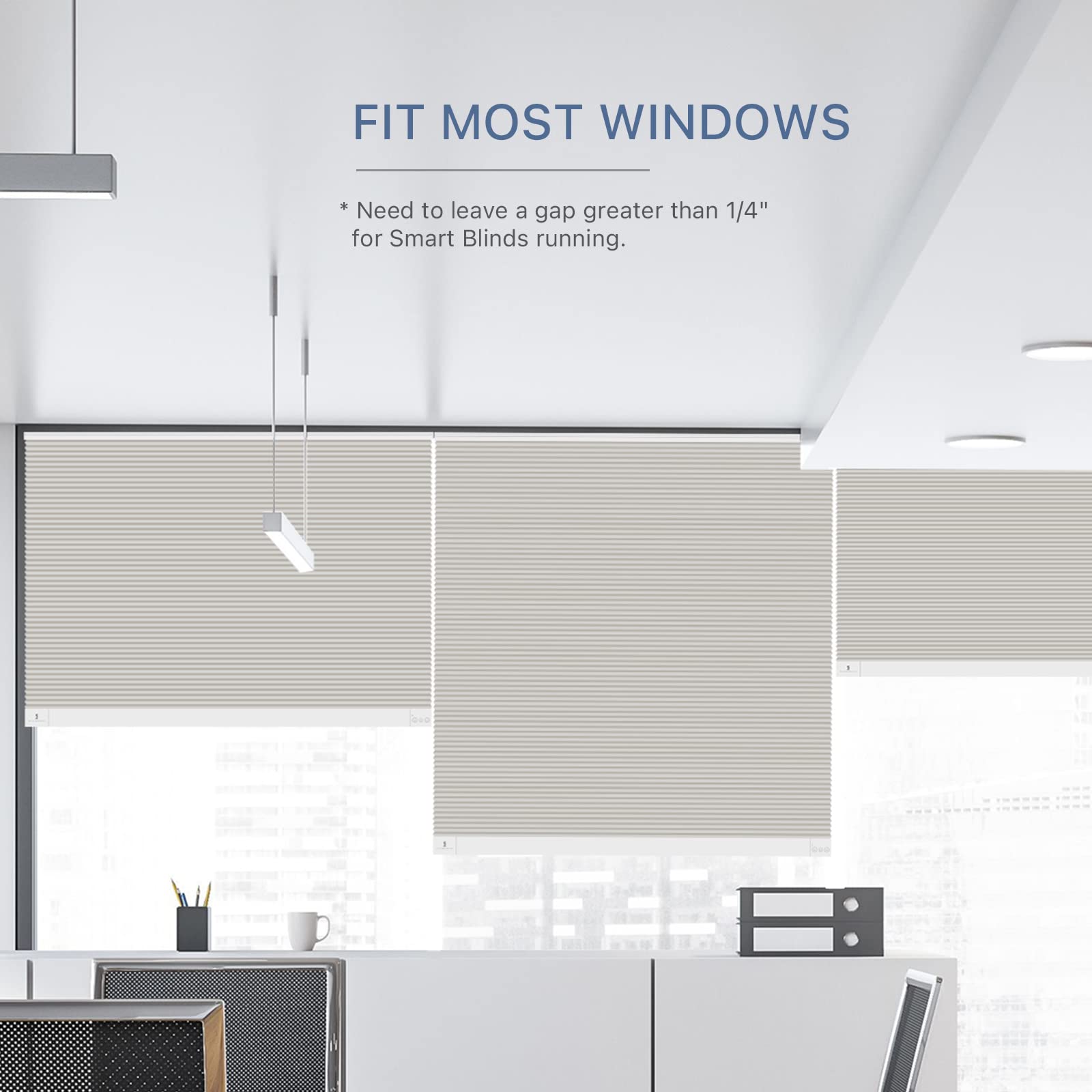 ThirdReality ZigBee Smart Blind - Motorized Blackout Window Shades with Remote Control, Cordless Honeycomb Blinds, Auto Height Adjustment, AA Battery Powered (27
