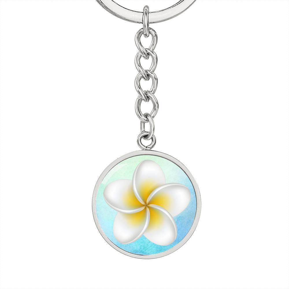 Frangipani Beachy Keychain - Tropical Flower Keyring for Women & Men - Perfect for Beach Vacations, Summer Outings & Travel Accessories