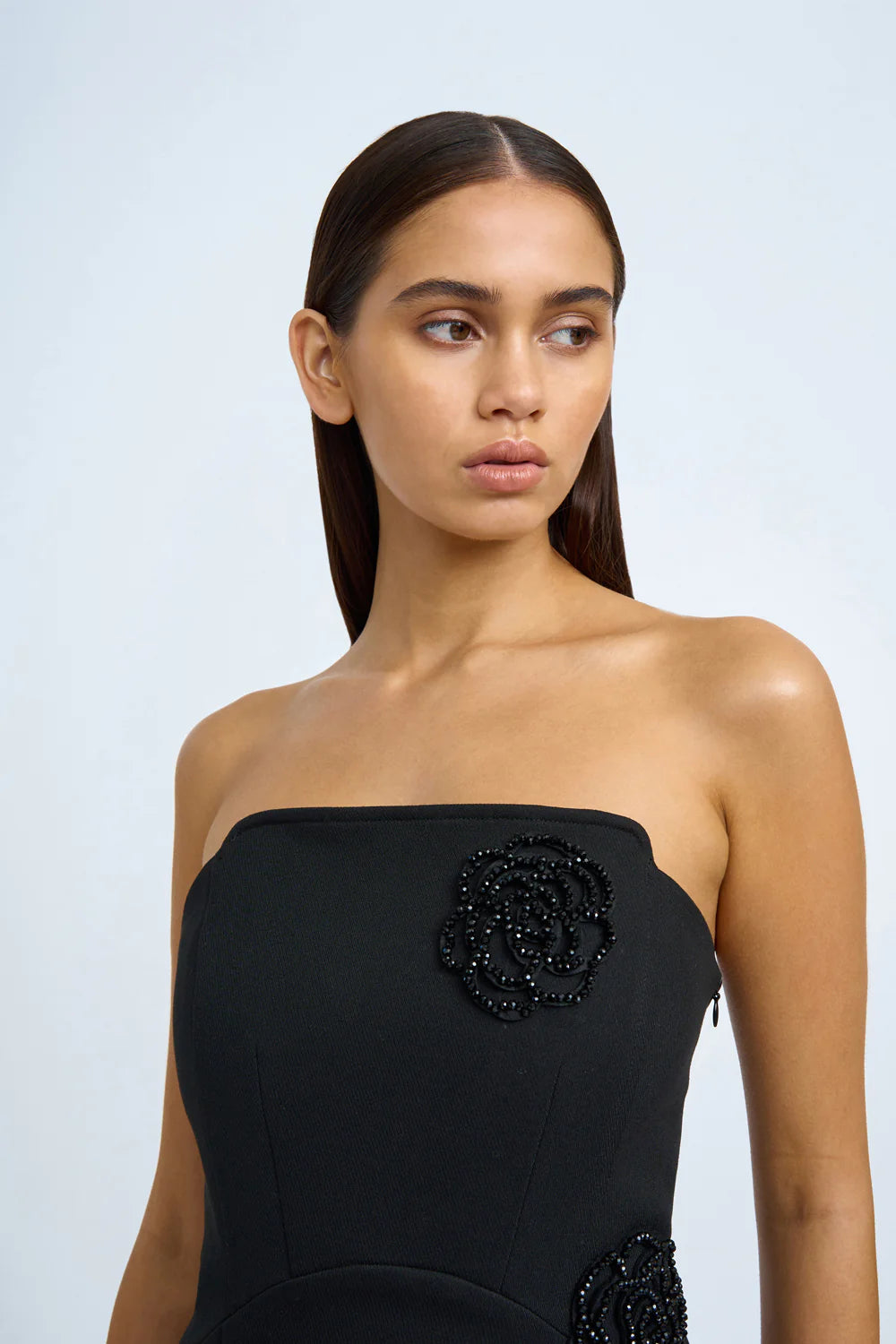 Enchanted Blooms Strapless Mini Dress - Black | Floral Party Dress for Women, Night Out, Club Wear, Date Night, Summer Dress