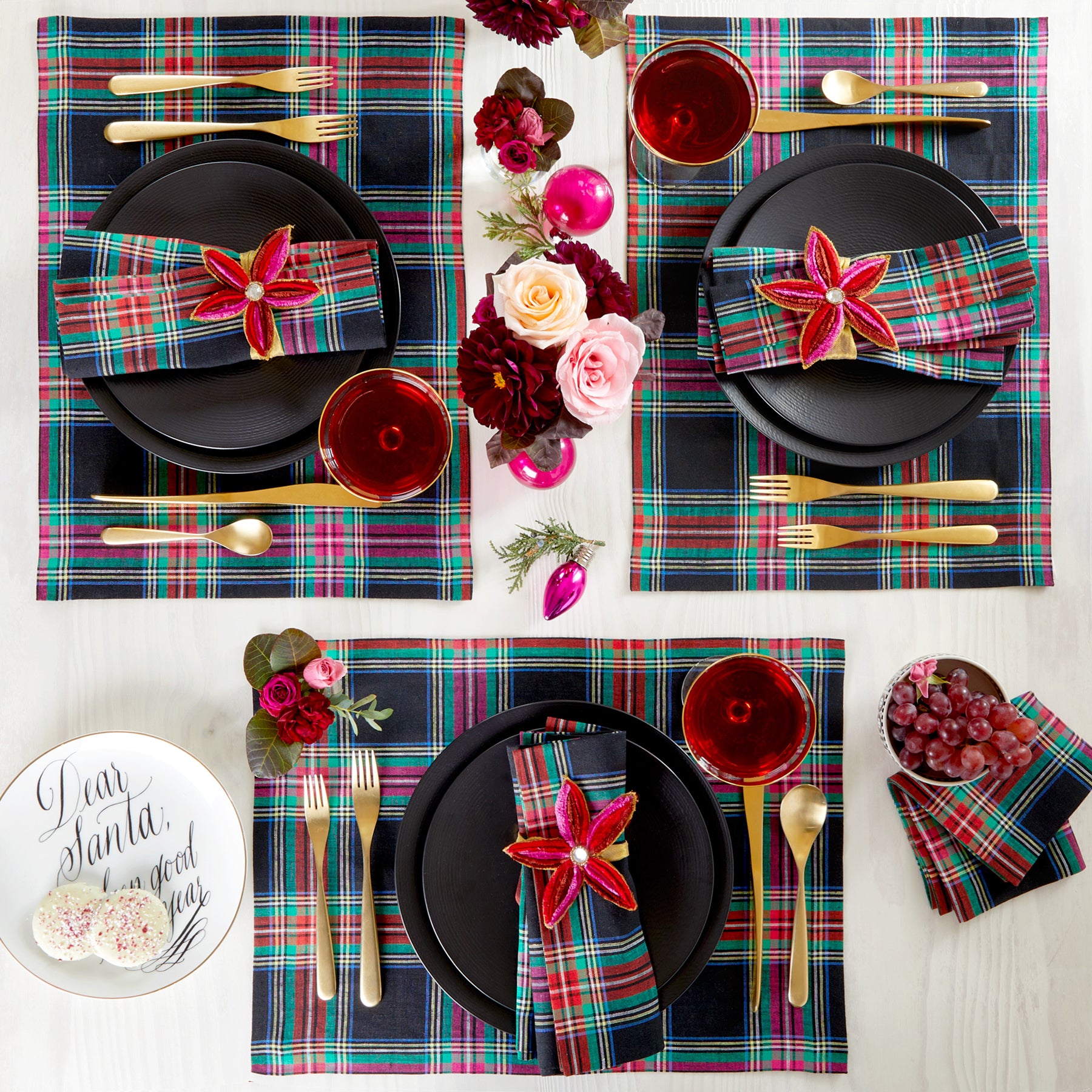 Stylish Jewel Plaid Placemats Set of 4 - Waterproof & Heat-Resistant Table Mats for Dining Room Decor, Kitchen Table Setting, and Holiday Dinner Parties