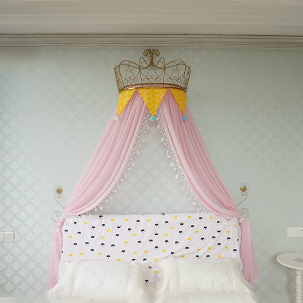 XWSM Princess Bed Canopy - European Style Wrought Iron Bedspread Drapery for Girls & Teens | Nursery Decor, Baby Crib Netting Curtain | Perfect for Kids' Bedroom, Birthday Party & Fairy Tale Themed Decor