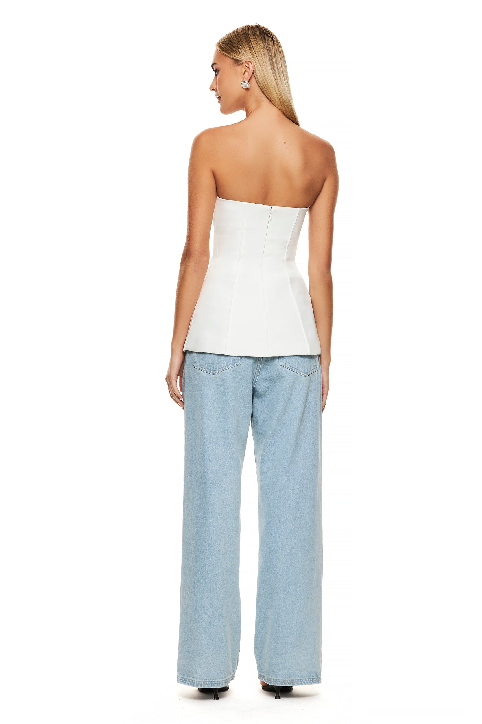 Remy White Strapless Top for Women - Sexy Off Shoulder Blouse for Party, Date Night & Summer Outfits