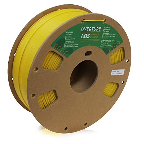 OVERTURE ABS 3D Printer Filament 1.75mm, 1kg Spool (2.2lbs), Dimensional Accuracy +/- 0.03mm, Compatible with Most FDM Printers (Gold) - Perfect for DIY Projects, Prototyping, and Home 3D Printing