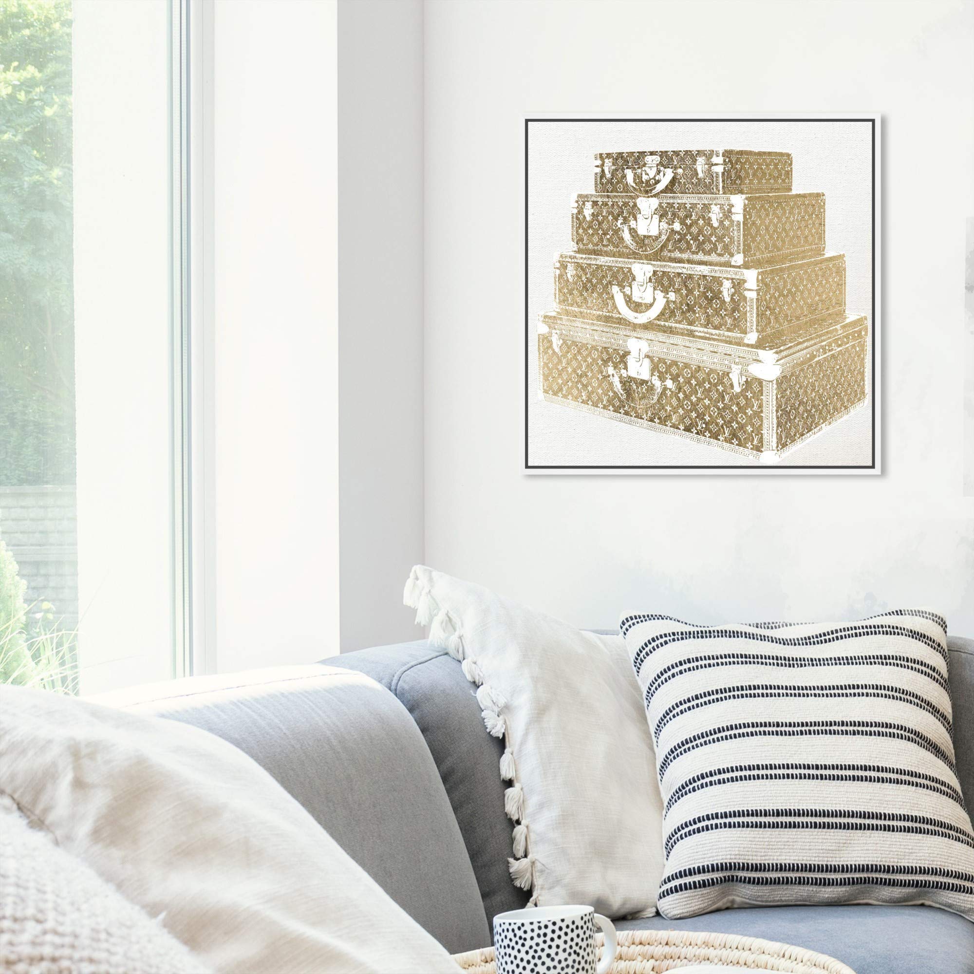Oliver Gal Artist Co. Fashion & Glam Wall Art Canvas Print - 20x20 Inch Gold & White Framed Decor for Living Room, Bedroom, Office