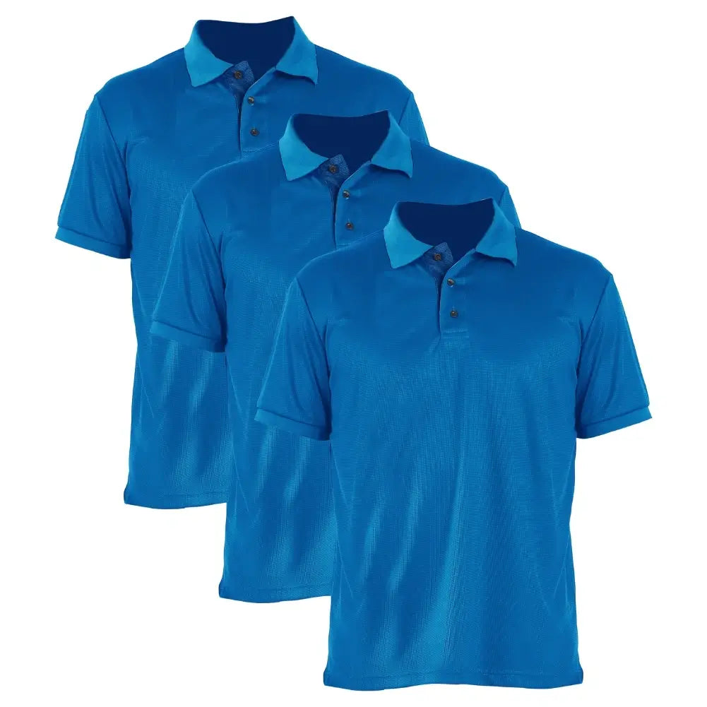 3 Pack Men's Waffit Series Polo Shirts - Breathable Cotton Casual Shirts for Work & Golf - Comfortable Short Sleeve Button Down Shirts for Business, Office & Outdoor Activities