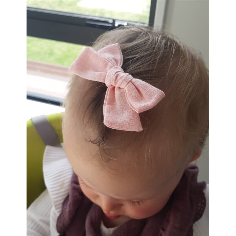 12 PCS Baby Girls Hair Bows - Linen Alligator Clips for Infants & Toddlers - 4'' Knot Bow Hair Accessories for Kids - Perfect for Parties, Photography & Daily Styling