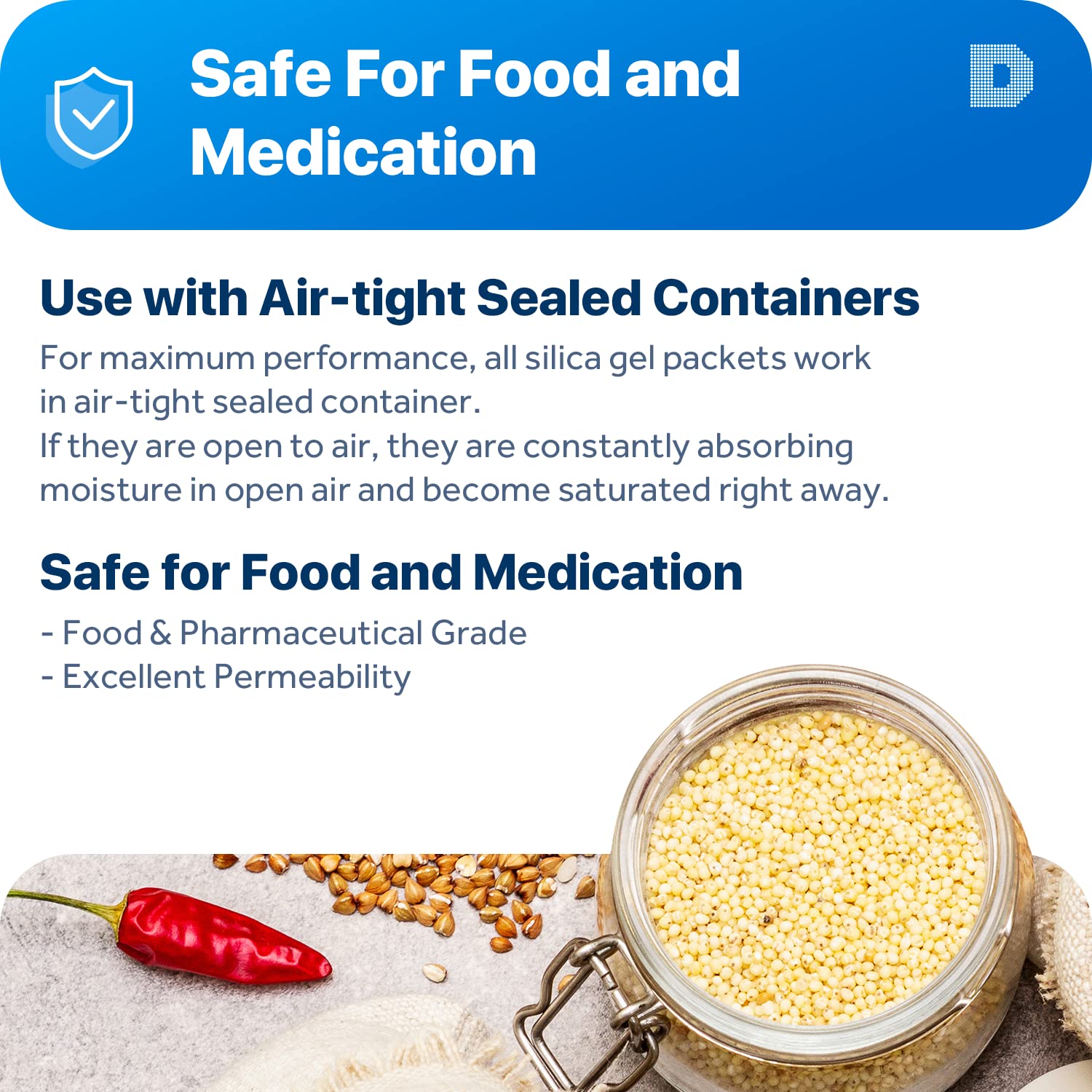 Dry & Dry 2 Gram [6000 Packets] Food Grade Silica Gel Desiccant Packs - Rechargeable Moisture Absorbers for Food Storage, Electronics, Documents & Closet Protection | Bulk Silica Gel Packets for Long-Term Preservation