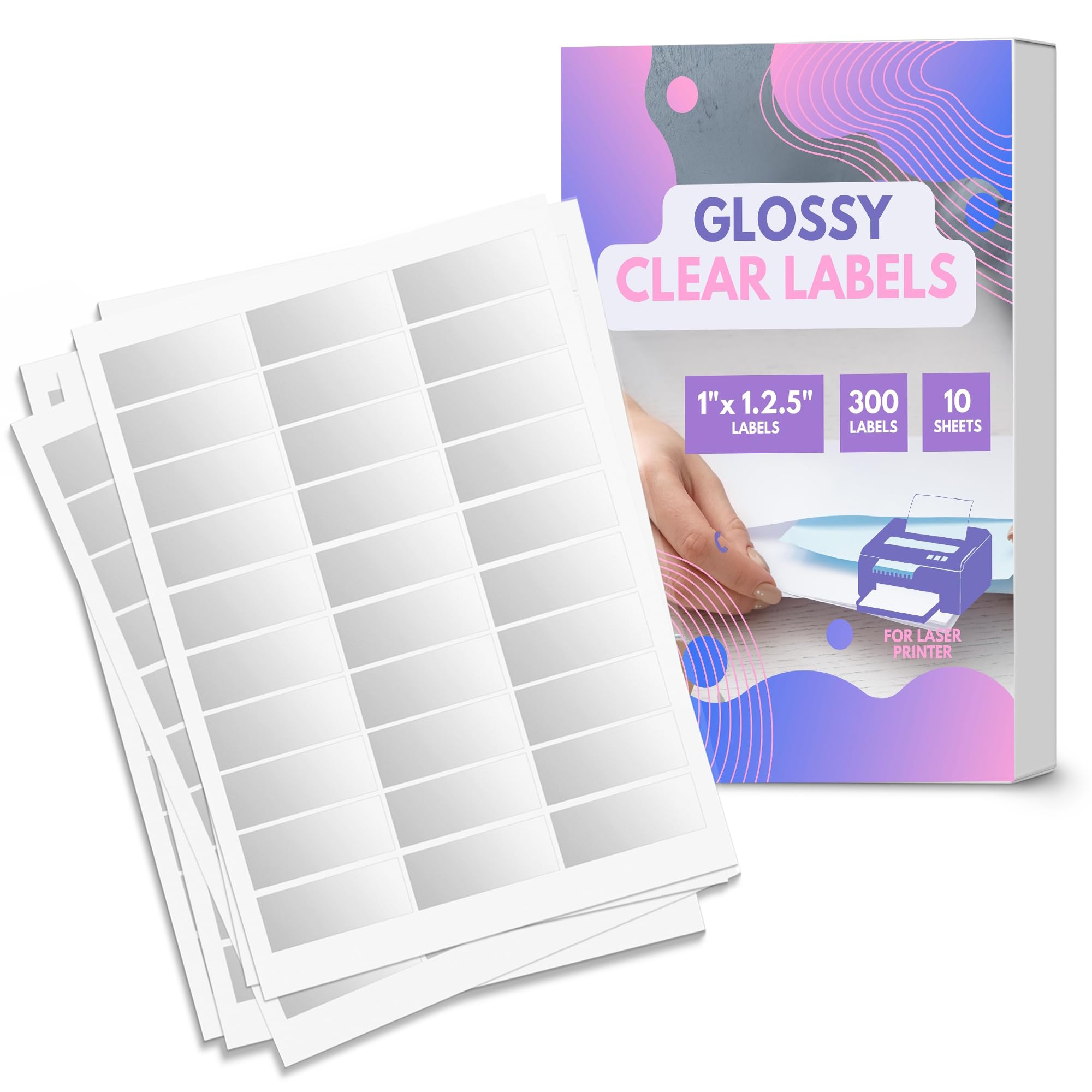 Premium Glossy Crystal Clear Address Labels for Laser Printer - 1