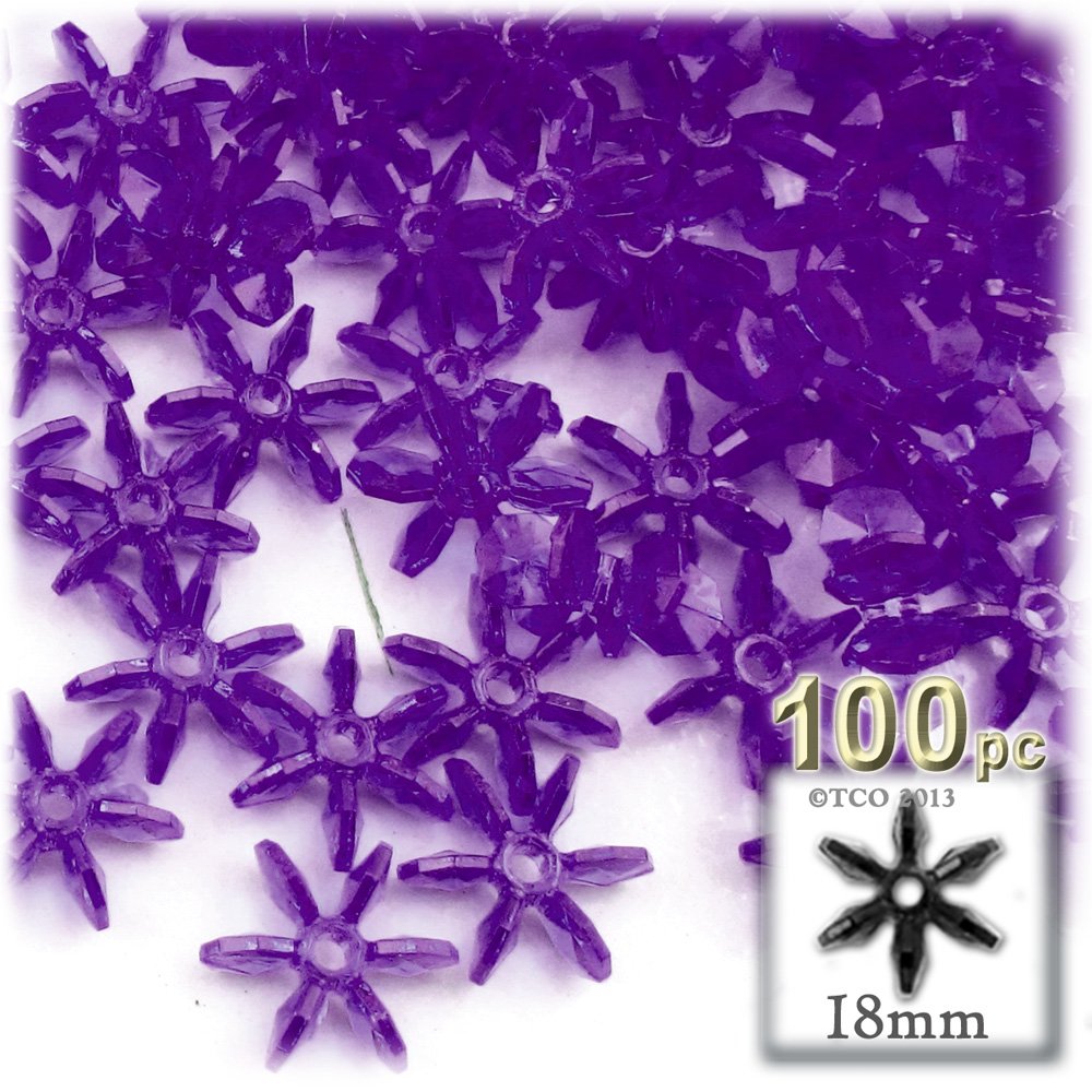 1,000pc Faceted Plastic Transparent Beads - 18mm Raspberry Red Starflake Beads for Jewelry Making, DIY Crafts, and Holiday Decorations