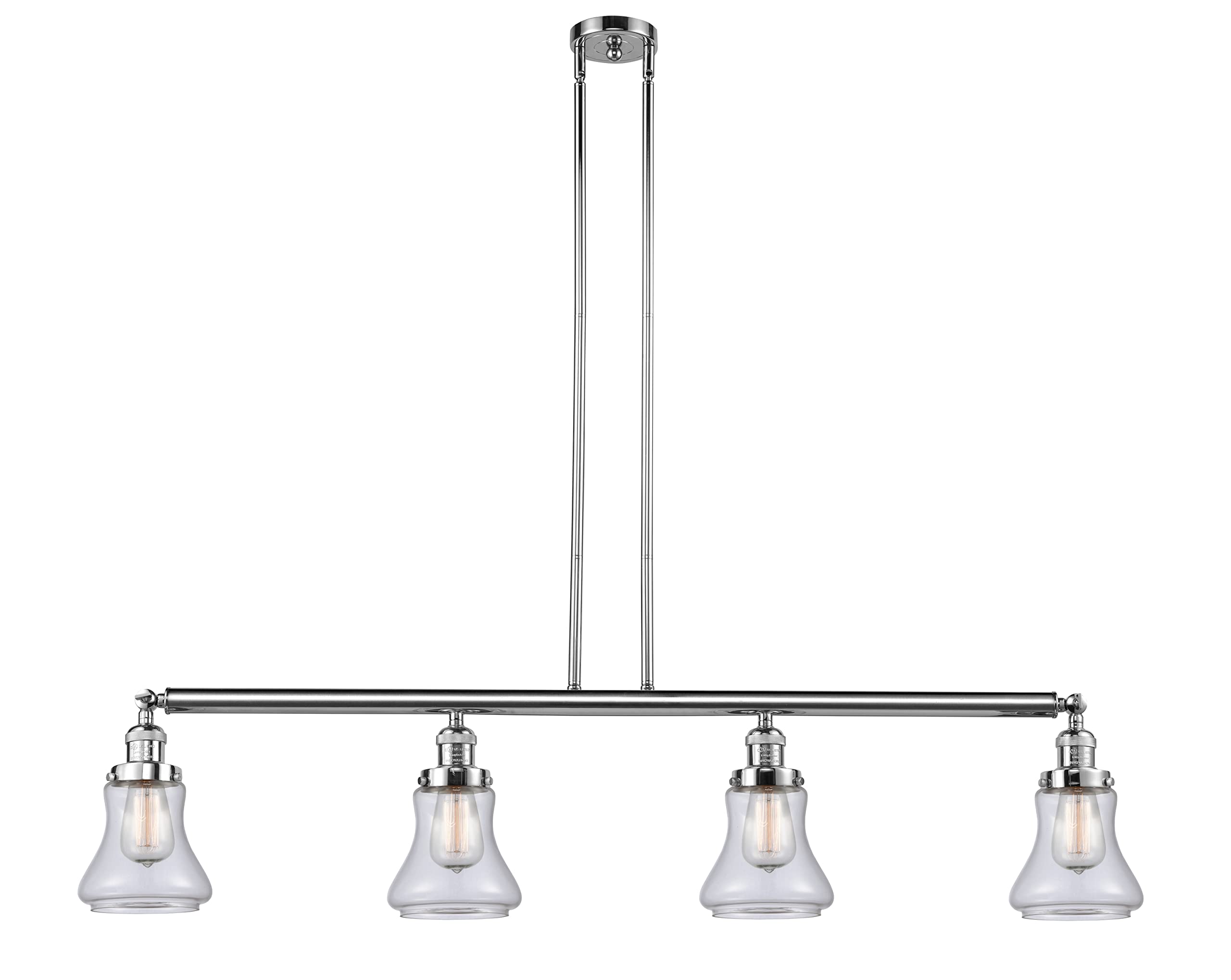 214-PC-G192-LED Bellmont 3 Light Island Pendant Lighting Fixture, Polished Chrome Finish - Perfect for Kitchen Island, Dining Room, or Bar Counter Lighting