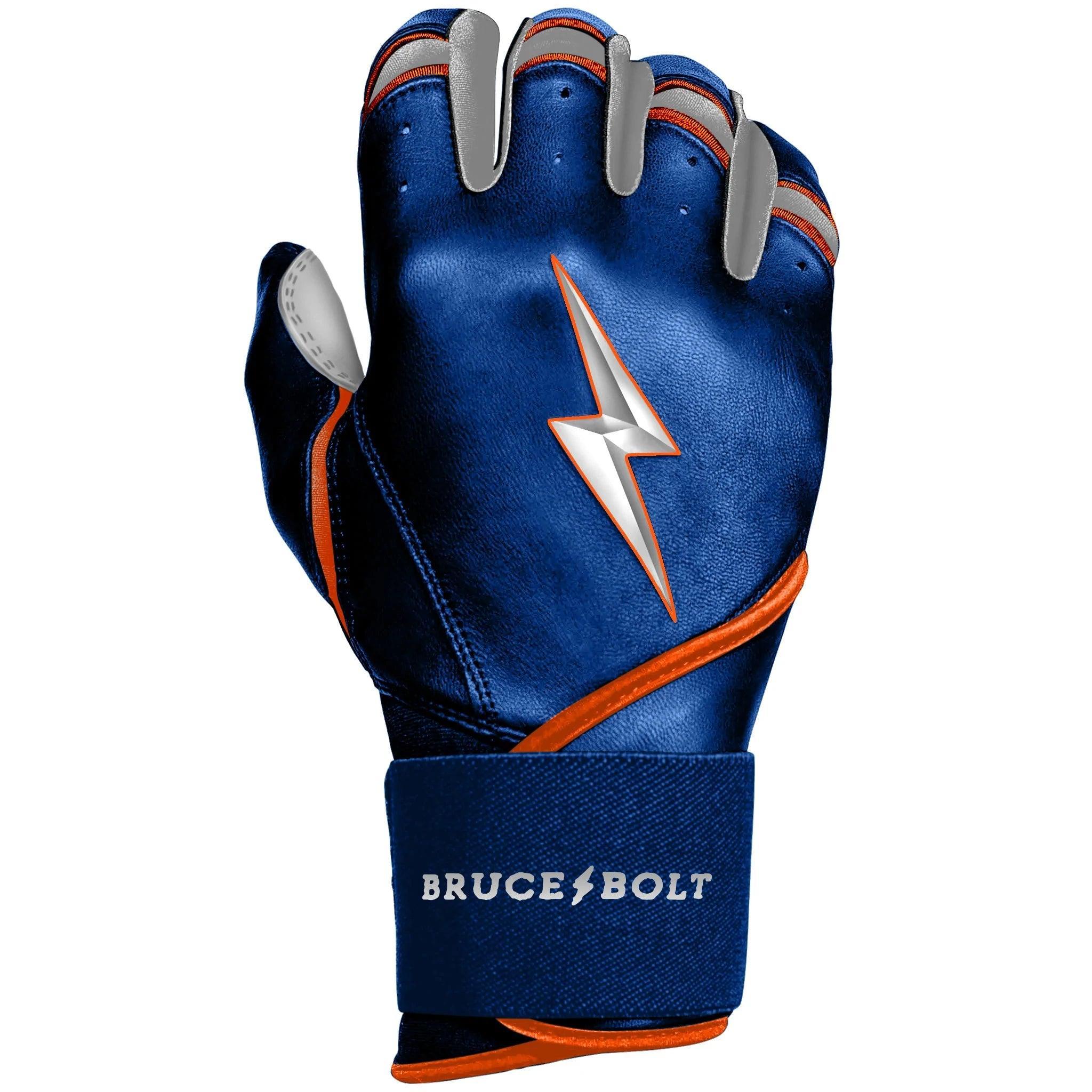 Bruce Bolt PREMIUM PRO NIMMO Long Cuff Batting Gloves - Mets Blue | High-Performance Baseball Gloves for Hitting & Fielding | Perfect for MLB Training, Games & Practice