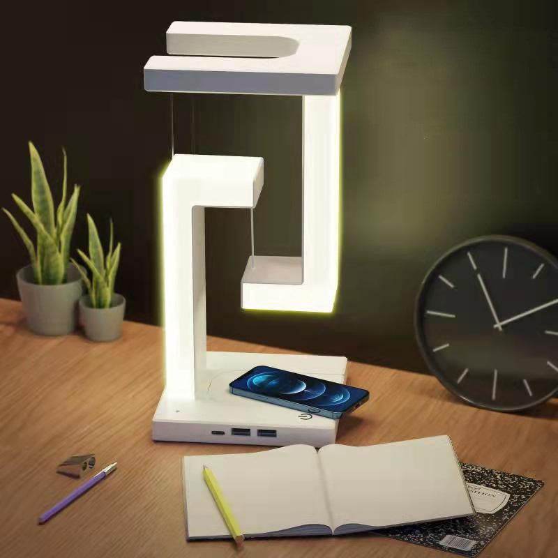 Cute Wireless Charging Table Lamp - Nightstand LED Light with Qi Fast Charging for iPhone, Samsung, AirPods - Perfect for Bedroom, Office, Nursery Decor