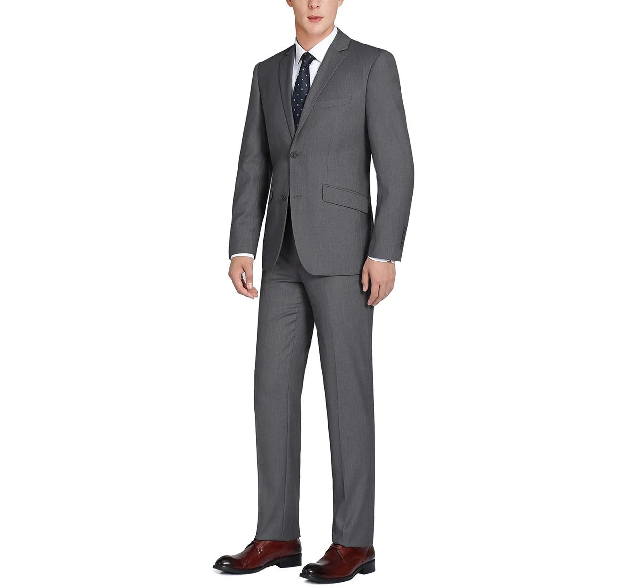 Alessandro Vitello by Renoir Classic Fit Single Breasted 2-Button Suit Set - Premium 2-Piece Men's Business Suit for Weddings, Office & Formal Events