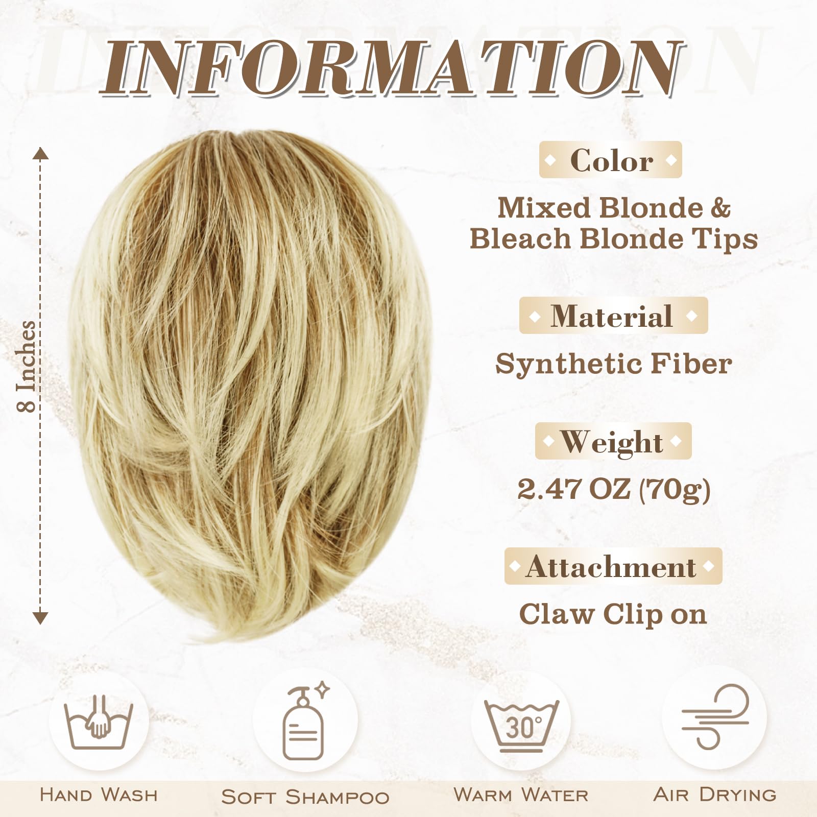 8 Inch Claw Clip Hair Bun Extension for Straight Hair - Perfect for Updos, Ponytails & Everyday Hairstyles