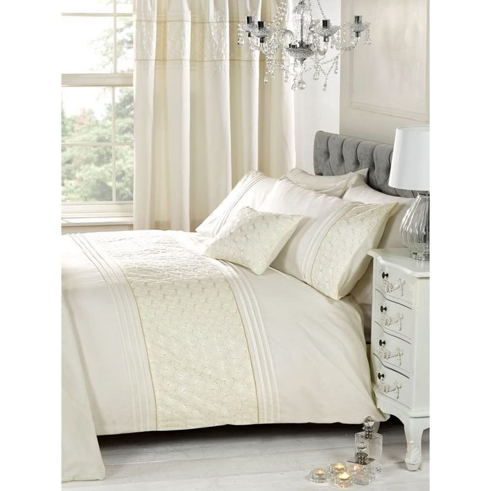 Premium King Size Duvet Cover Set with Pillowcases - Floral Embroidered Luxury Bedding by Homespace Direct | Soft & Breathable for All-Season Comfort in Master Bedroom, Guest Room, or Vacation Home