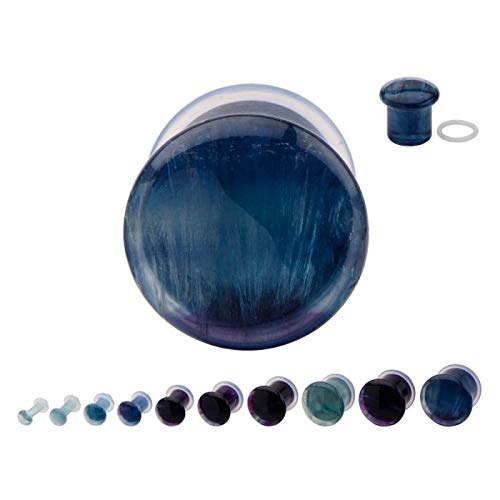 Fluorite Single Flare Body Jewelry Plugs - Stretching Gauges for Ear Piercings | Perfect for Daily Wear & Spiritual Healing