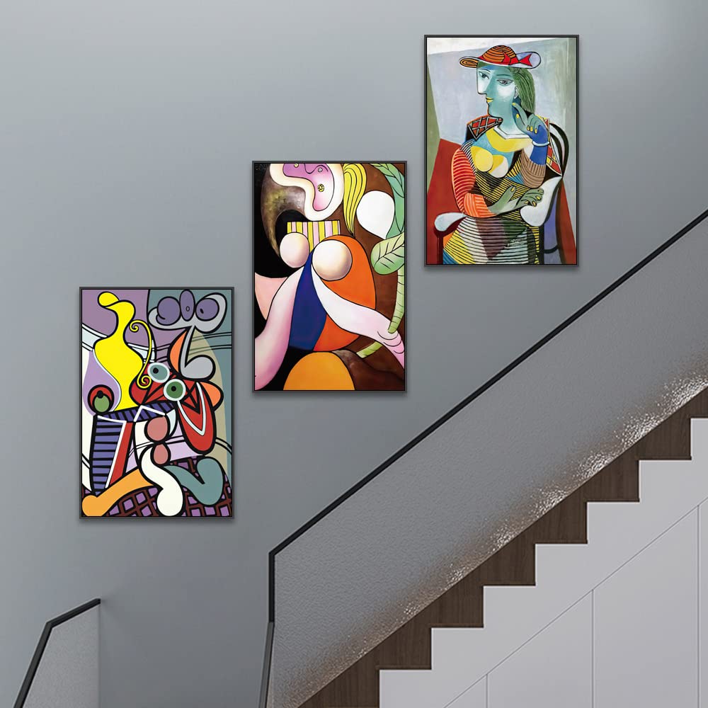Modern Abstract Canvas Wall Art Set - 3 Piece Framed Painting (32x24 Inches) - Minimalist Home Decor for Living Room, Bedroom, Office | Perfect for Contemporary Spaces & Gift Giving