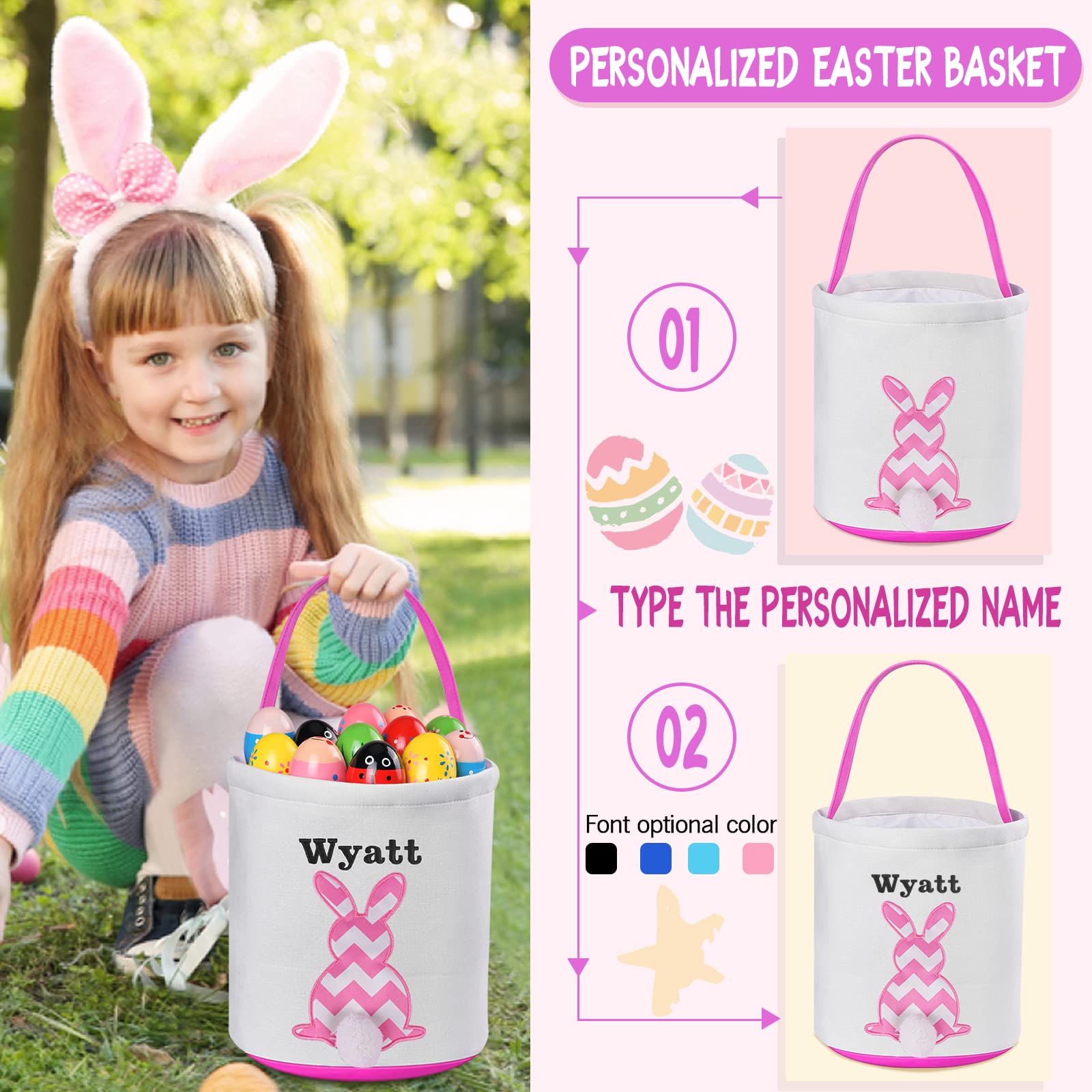 **Personalized Easter Basket for Kids - Custom Easter Gifts with Name, Easter Egg Hunt Toys & Basket Stuffers for Toddlers & Children - Perfect for Easter Party Favors, Spring Celebrations & Holiday Decor (Green)**