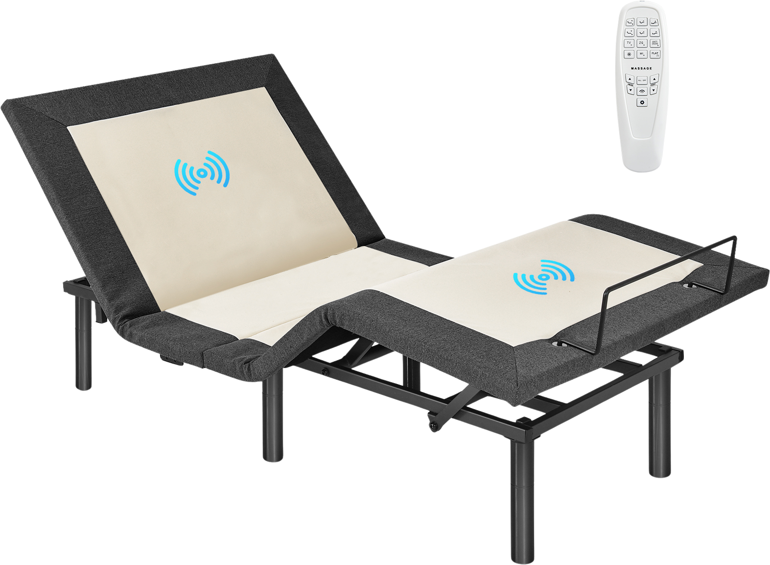 Costway Adjustable Bed Frame with Massage Modes - Electric Twin/Queen Size for Home & Office Use - Perfect for Relaxation, Reading & Pain Relief