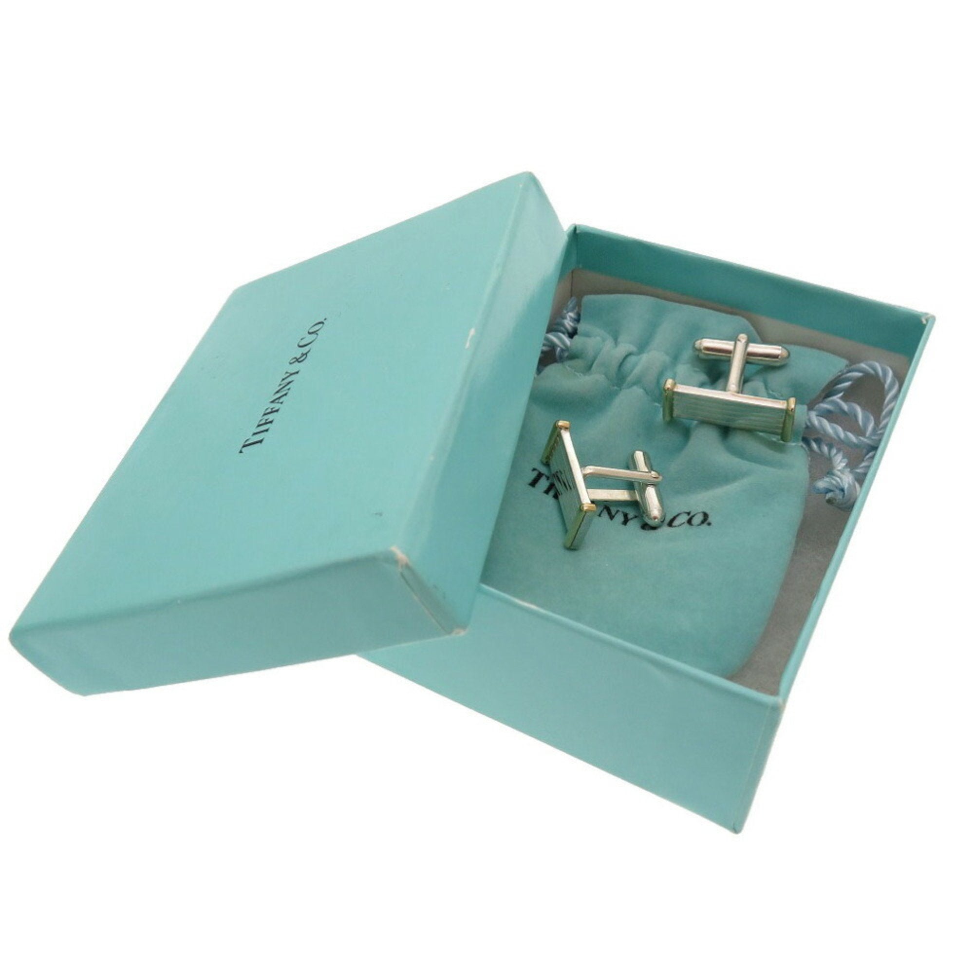 925 Silver & 18K Yellow Gold Men's Cufflinks - Tiffany & Co Style Luxury Dress Accessories for Weddings, Business & Formal Occasions