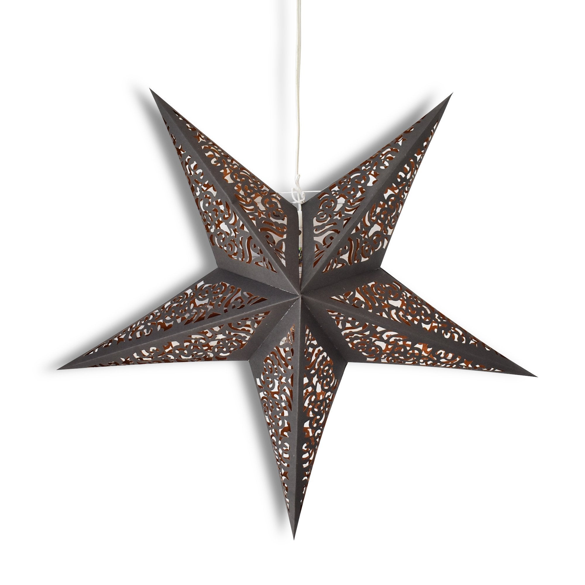 24 Inch Black and Gold Moroccan Glitter Paper Star Lantern - Hanging Wedding, Party, and Home Decoration for Indoor & Outdoor Events