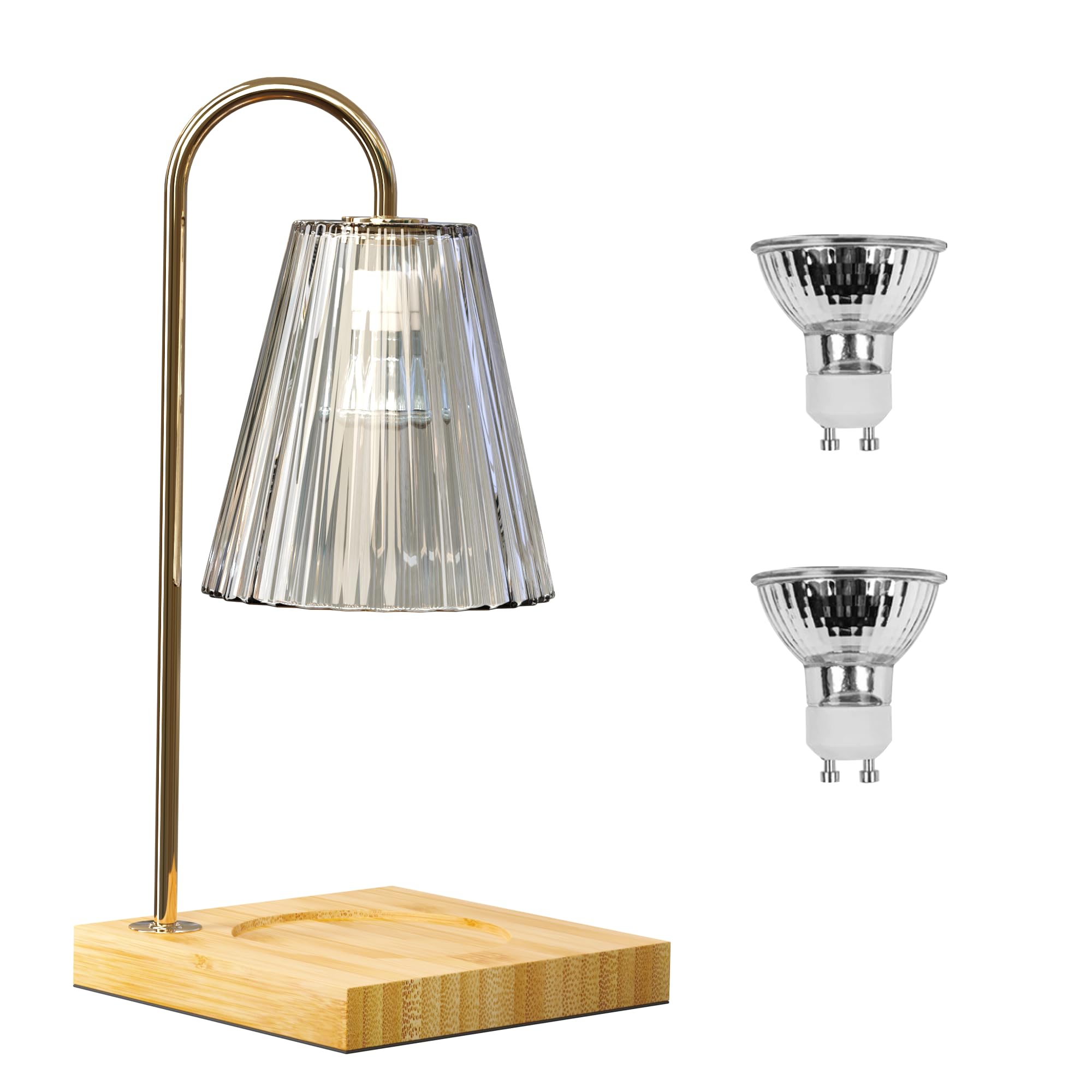 Dimmable Candle Warmer Lamp with Timer - 2 Bulbs & Bamboo Base for Jar Candles - Home Decor Gift for Women, Mothers Day, Birthday - Perfect for Living Room, Bedroom, Spa Relaxation