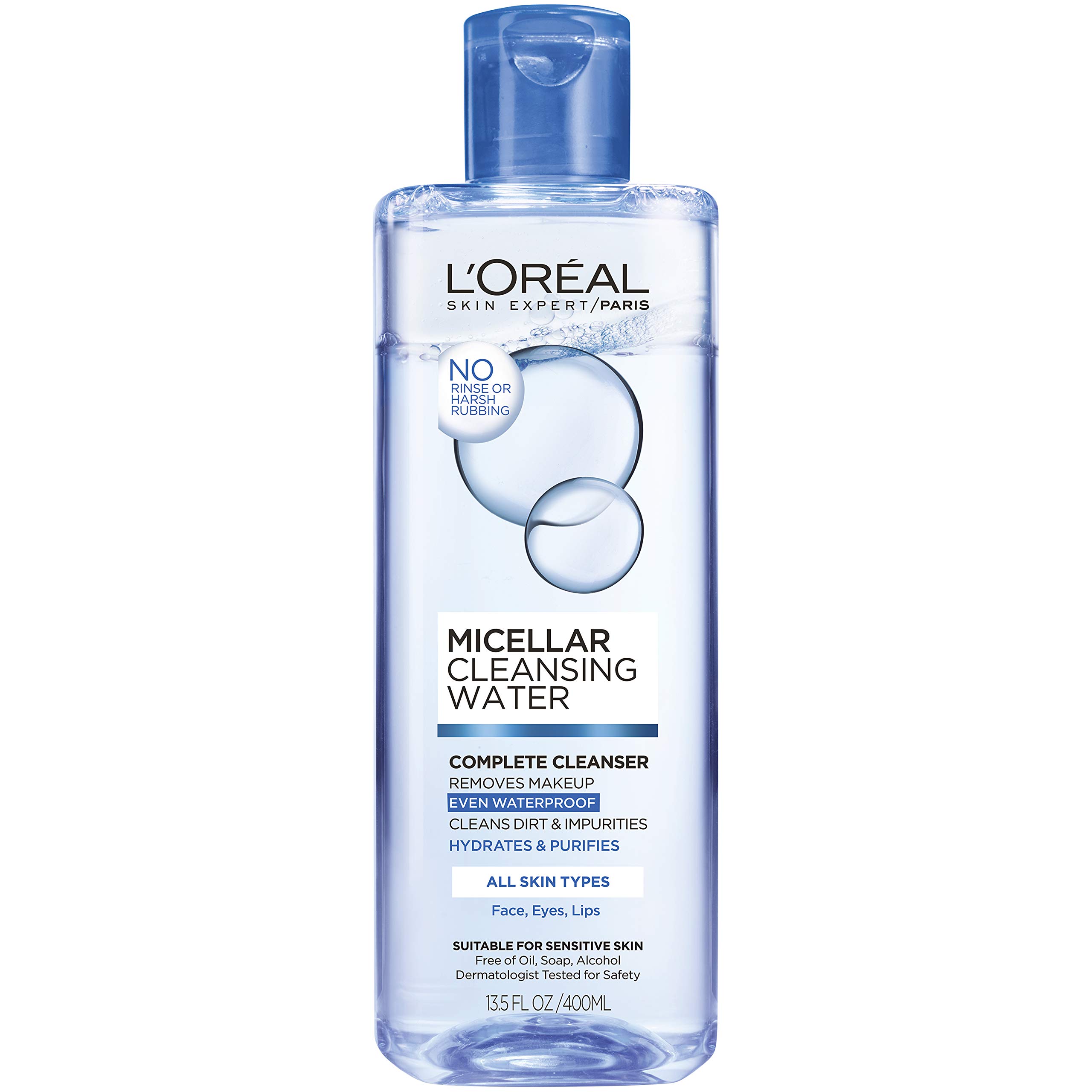 L'Oreal Paris Micellar Cleansing Water - Gentle Makeup Remover & Facial Cleanser for All Skin Types, 13.5 Fl Oz | Perfect for Daily Skincare Routine & Travel-Friendly Beauty Essential