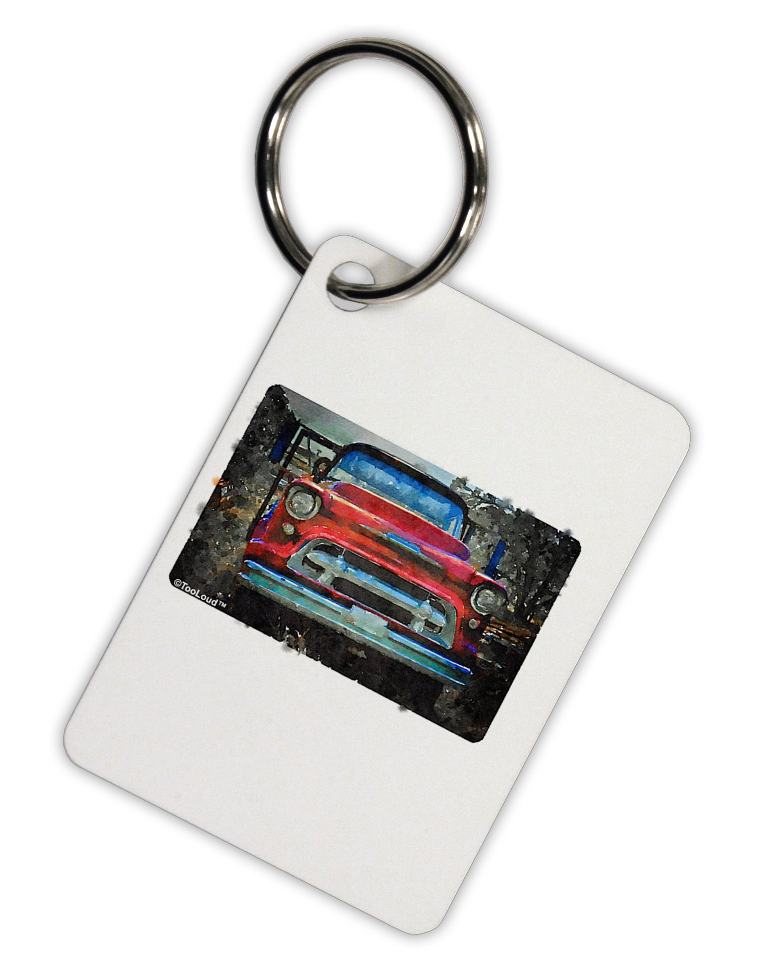 Vintage Truck Watercolor Aluminum Keychain - Custom Engraved Key Ring Tag for Car Keys, House Keys & Gifts - Perfect for Truck Lovers, Auto Enthusiasts & Unique Present Ideas