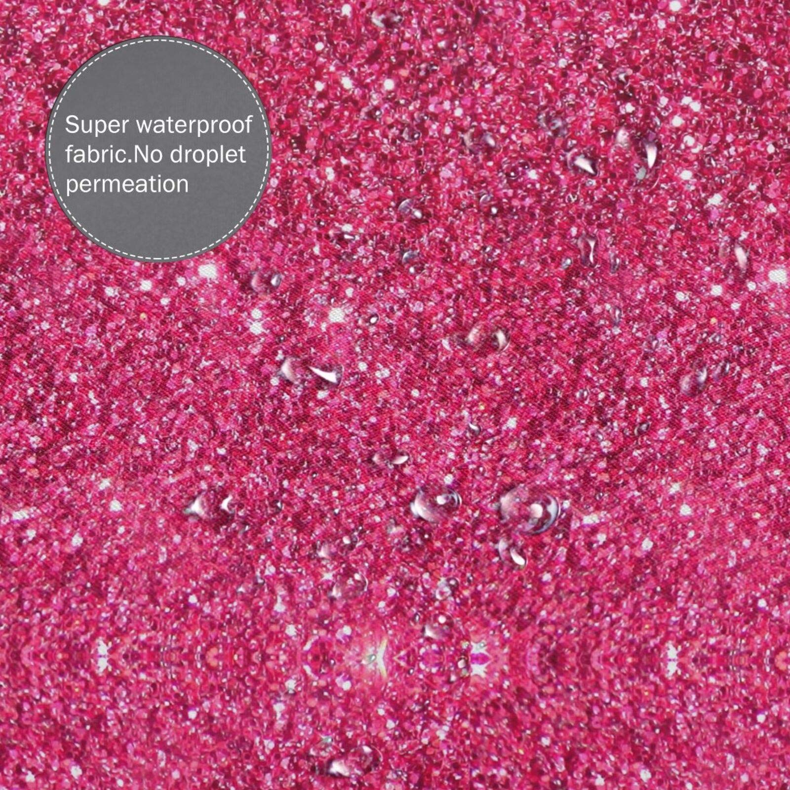 Sparkling Hot Pink Glitter Shower Curtain with Rust-Proof Hooks - Waterproof & Machine Washable Bathroom Decor for Girls, Teens & Women (Perfect for Birthday Gifts & Spa-Like Bathroom Makeovers)