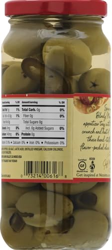 Mezzetta Stuffed Olives with Jalapeno - 10oz Jar | Premium Spanish Olives for Charcuterie Boards, Cocktails & Mediterranean Recipes