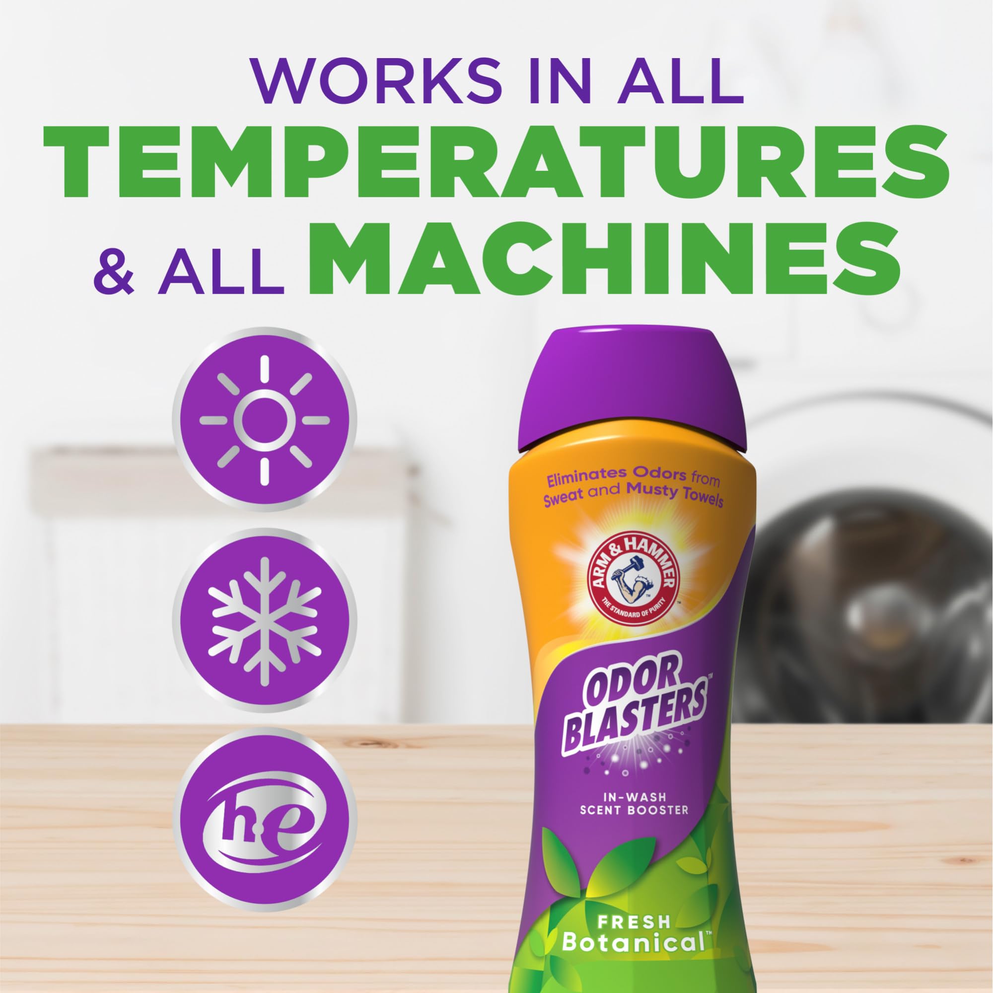 ARM & HAMMER Odor Blasters In-Wash Scent Booster, Fresh Botanical - 24 Oz | Laundry Detergent Enhancer for Long-Lasting Fragrance | Perfect for Gym Clothes, Workout Gear & Musty Fabrics