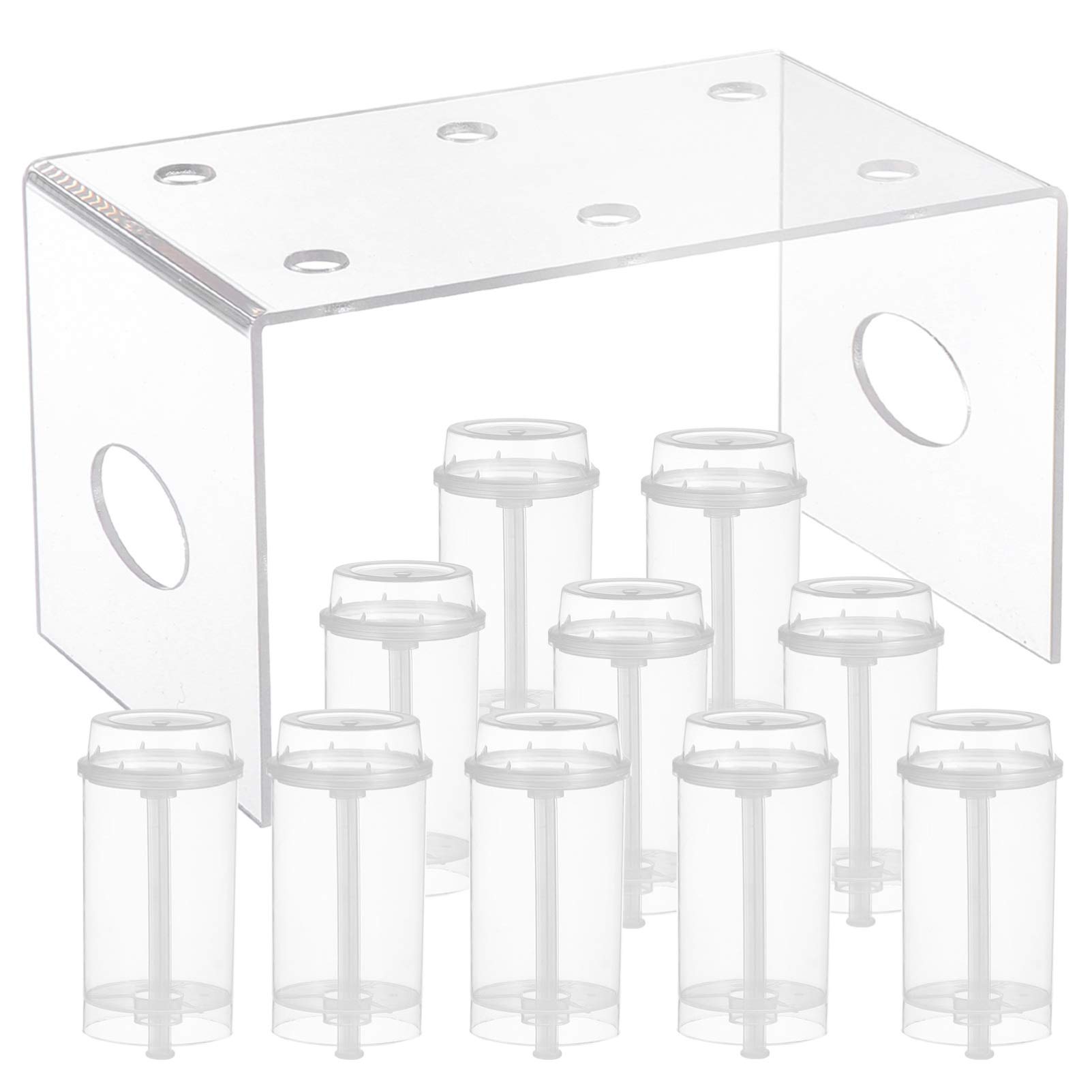 10pcs Clear Acrylic Push-Up Cake Containers with Lids - Perfect for Cake Pops, Cupcakes, Lollipops, and Baby Shower Treats - Reusable Bracket Cake Cups & Test Tube-Style Dessert Holders