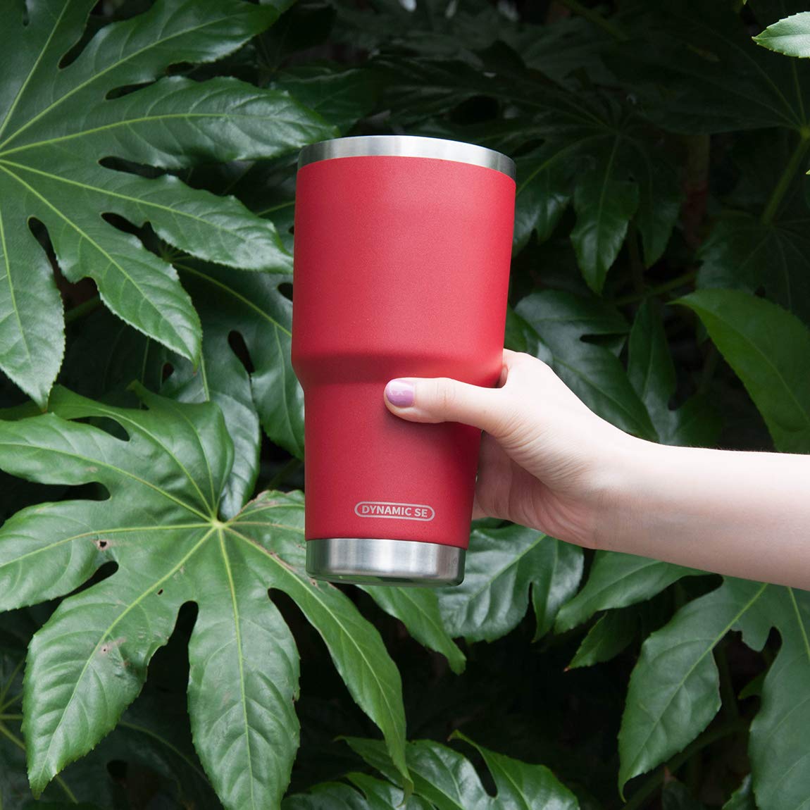 30oz Red Stainless Steel Tumbler - Vacuum Insulated Mug with Straw & Lid for Hot/Cold Drinks - Travel & Office Use