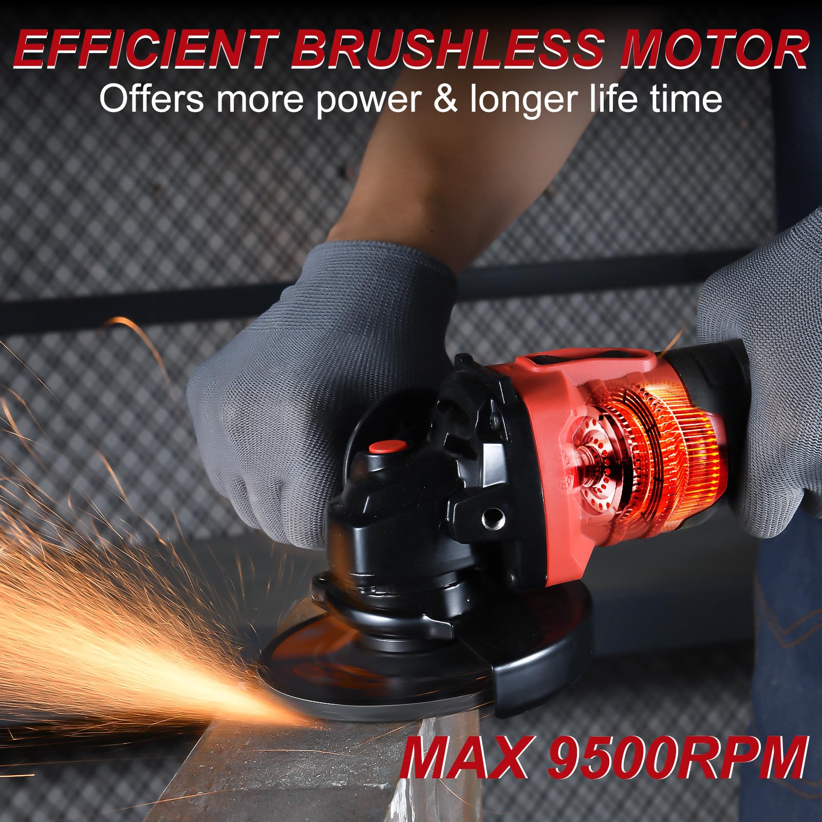 AOBEN 21V Brushless Cordless Angle Grinder 4-1/2 inch with 2x4.0Ah Battery & Fast Charger - Powerful Electric Grinding Tool for Cutting, Grinding, Polishing Metal, Wood, Tile - Ideal for DIY Projects, Construction, Metalworking & Home Renovation