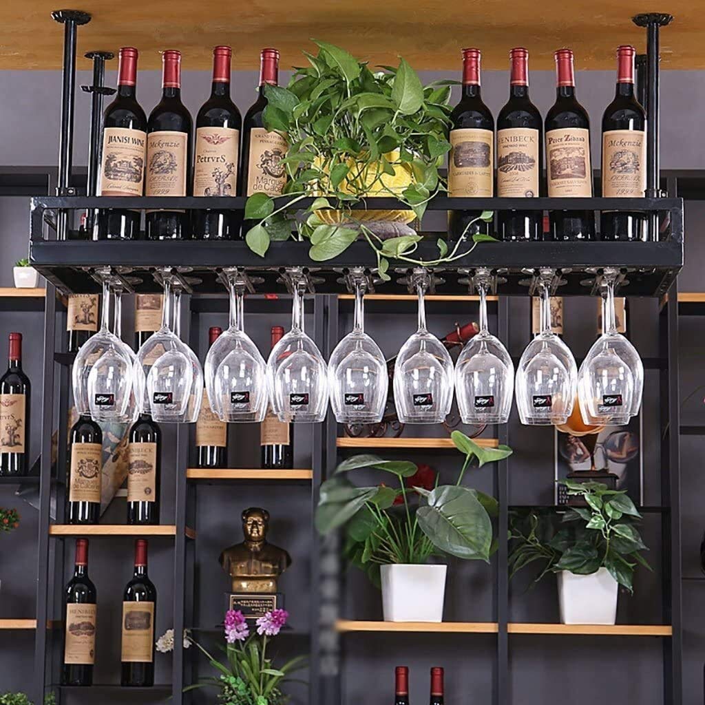 CAIMEI Wall Mounted Wine Glass Rack - 100 x 35Cm Hanging Goblet Holder for Stemware Storage - Easy Installation Bar Cabinet Organizer for Kitchen, Dining Room & Home Decor