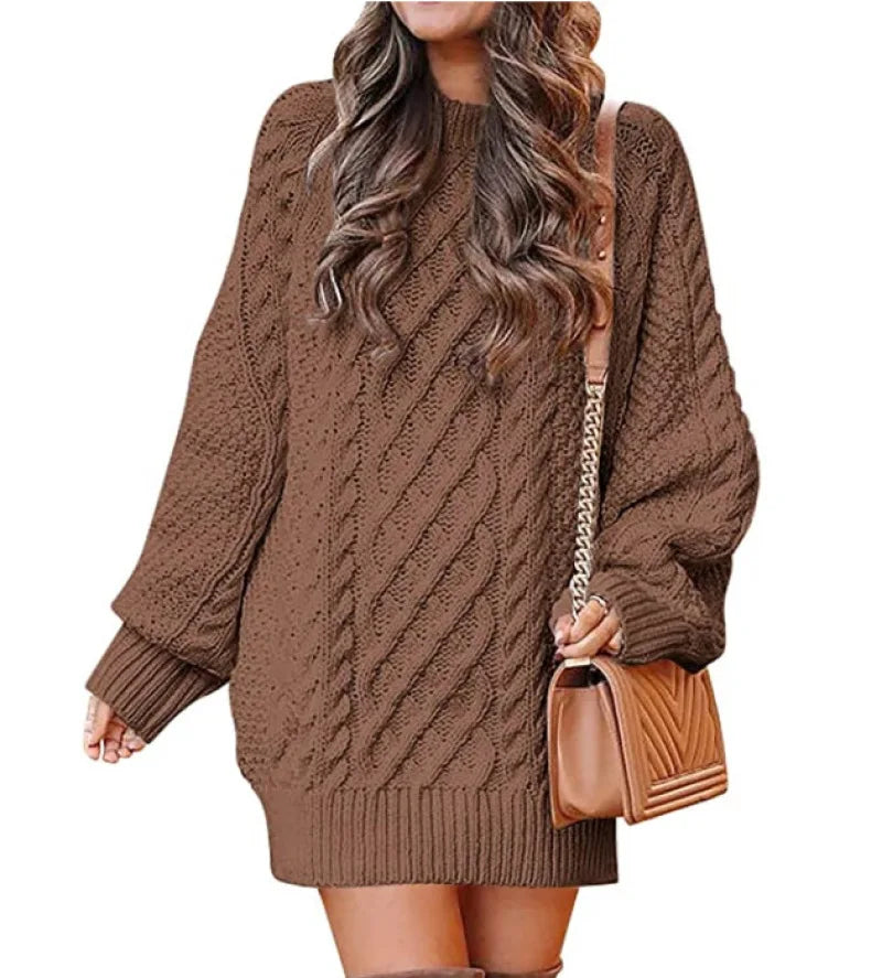 13 Colors Women's Chunky Cable Knit Oversized Pullover Sweater - Long Sleeve Crewneck Winter Warm Tops for Casual Outfits, Holiday Gatherings & Cozy Home Wear