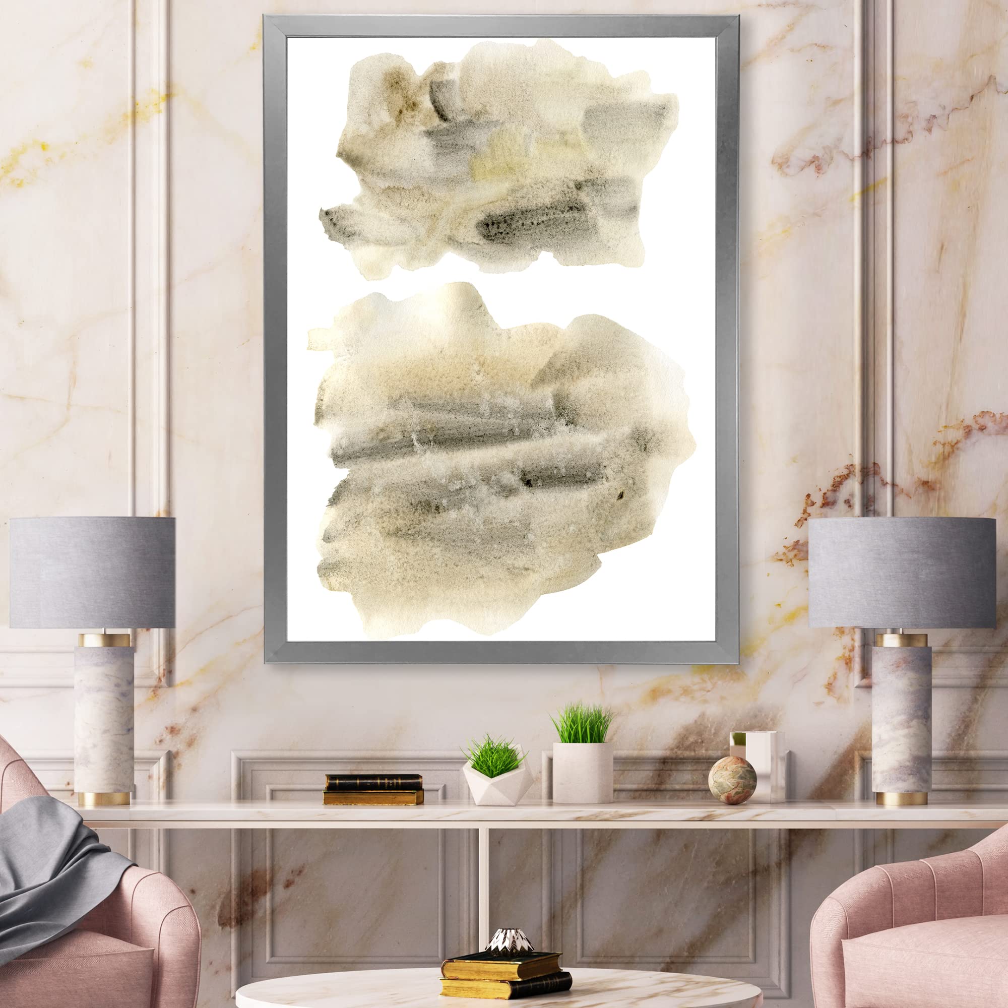 DesignQ Black and Beige Clouds Modern Framed Wall Art - Contemporary Home Decor for Living Room, Bedroom & Office - Perfect Gift for Housewarming & Interior Design