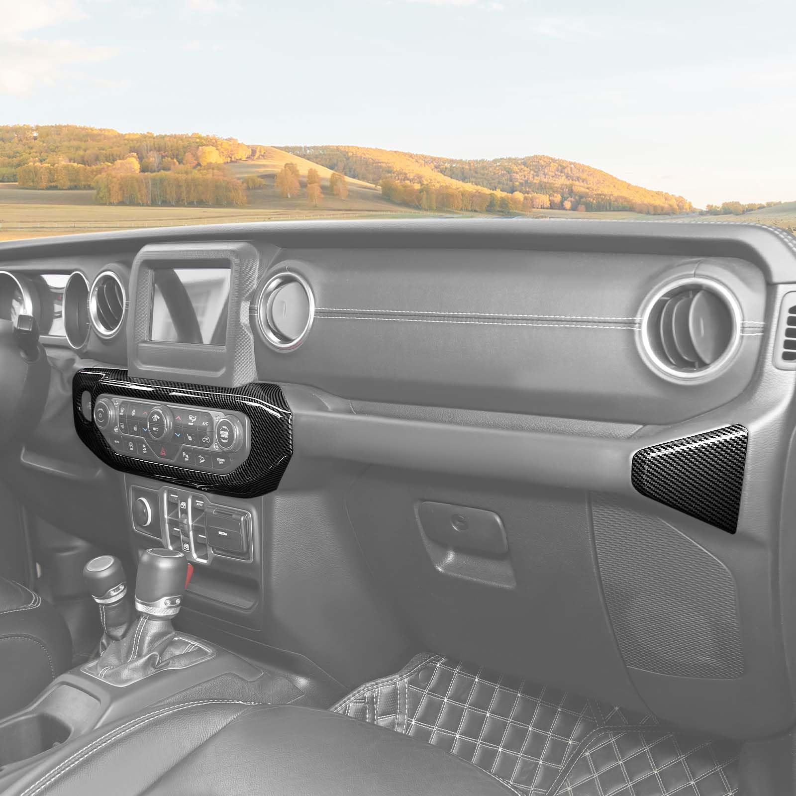 Carbon Fiber AC Control Panel Trim Cover for Jeep Wrangler JL JLU & Gladiator JT (2018-2023) - Interior Dash Upgrade Accessory | Perfect for Off-Roading & Custom Jeep Modifications