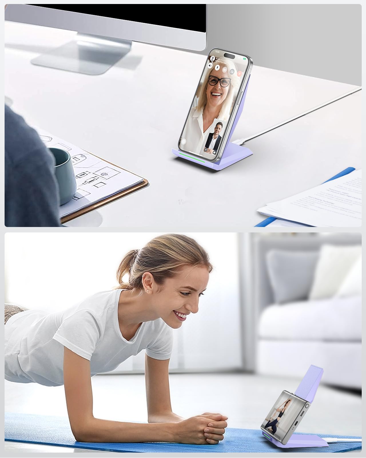 NANAMI Qi-Certified Fast Wireless Charging Stand - 15W Fast Wireless Charger Compatible with iPhone 16/15/14/13/12/11/X, Samsung Galaxy S25/S24/S23/S22/S21, AirPods Pro - Perfect for Home, Office & Nightstand Charging